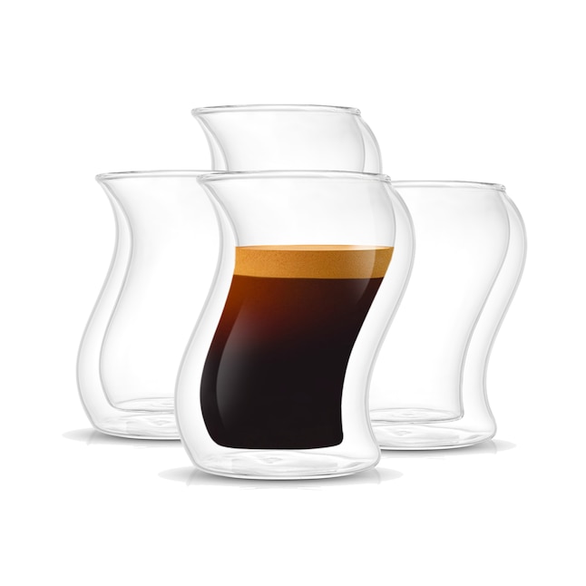 JoyJolt Pivot 1.8-fl oz Glass Clear Espresso Cup Set of: 4 in the Drinkware  department at