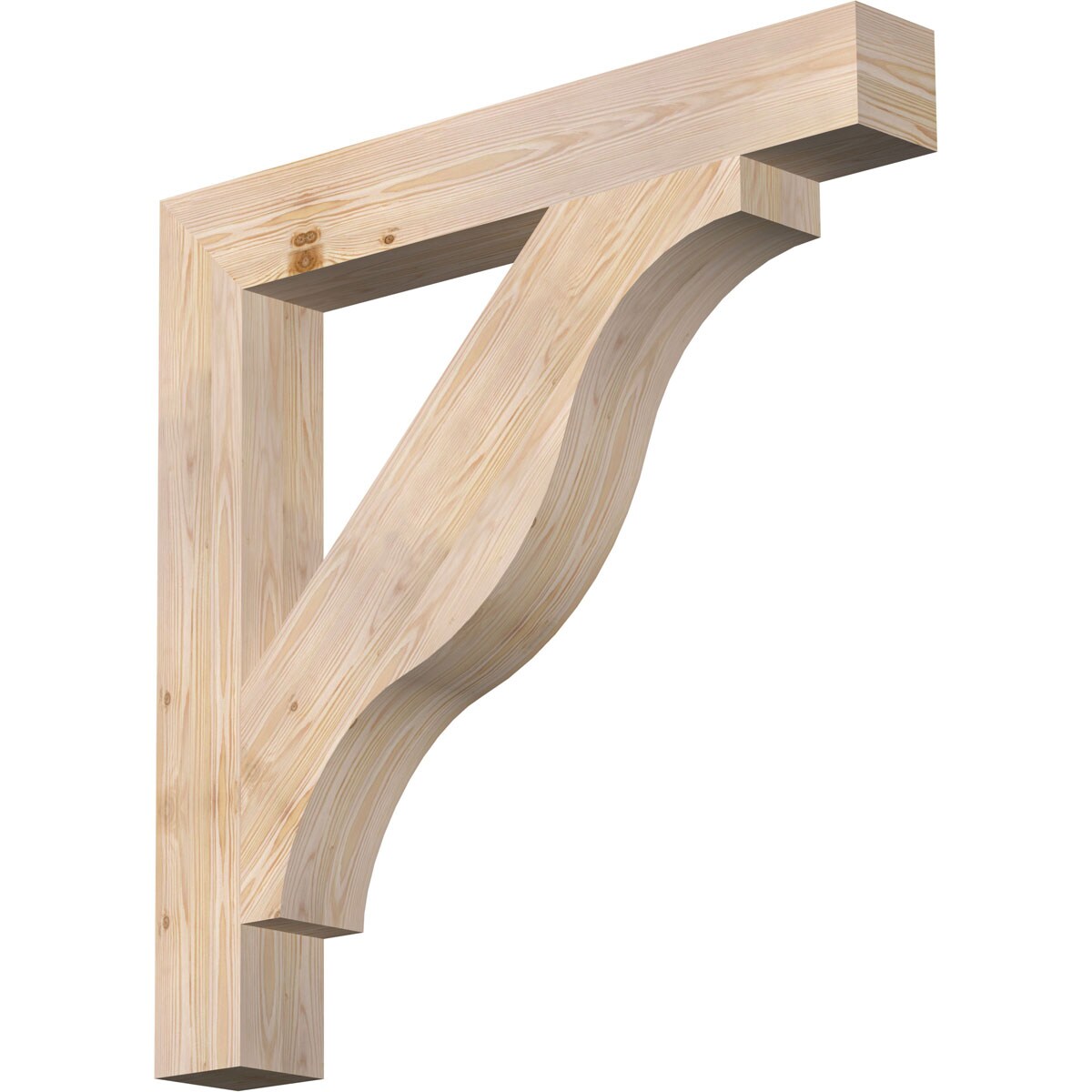 Ekena Millwork BKT06X42X42FST05SDF Funston Block Smooth 5-1/2-in x 42-in x 42-in Douglas fir Brown Wood Standard bracket