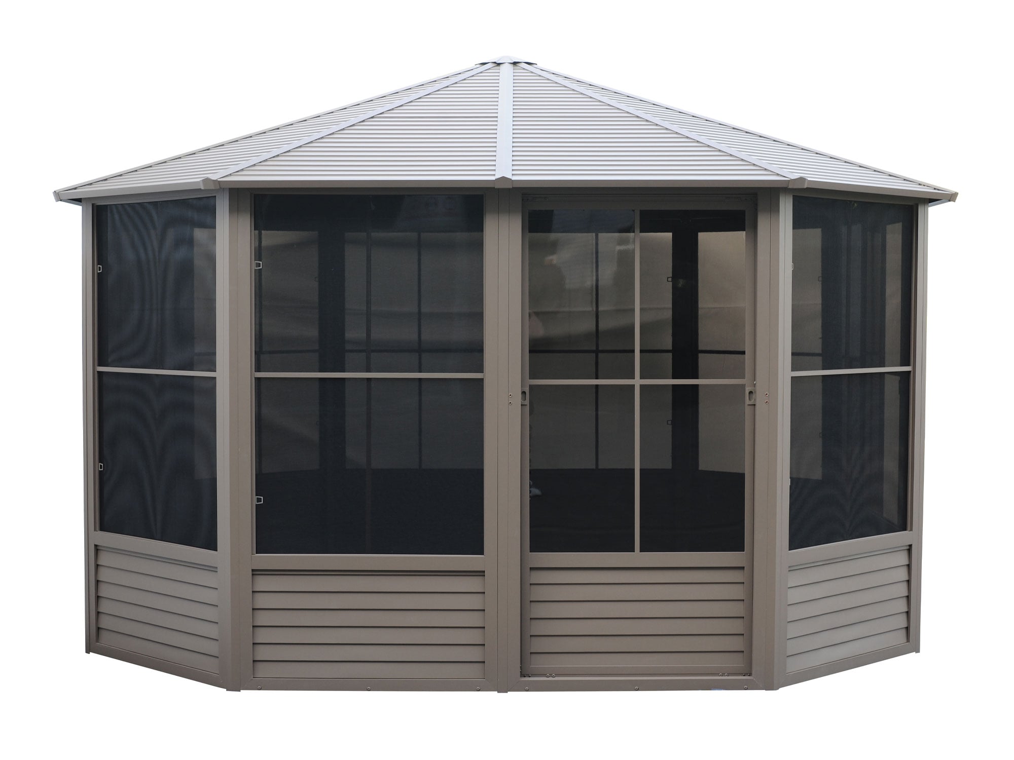 Gazebo Penguin 13.5-ft x 13.5-ft Florence Octagon Sand Metal Steel Roof ...