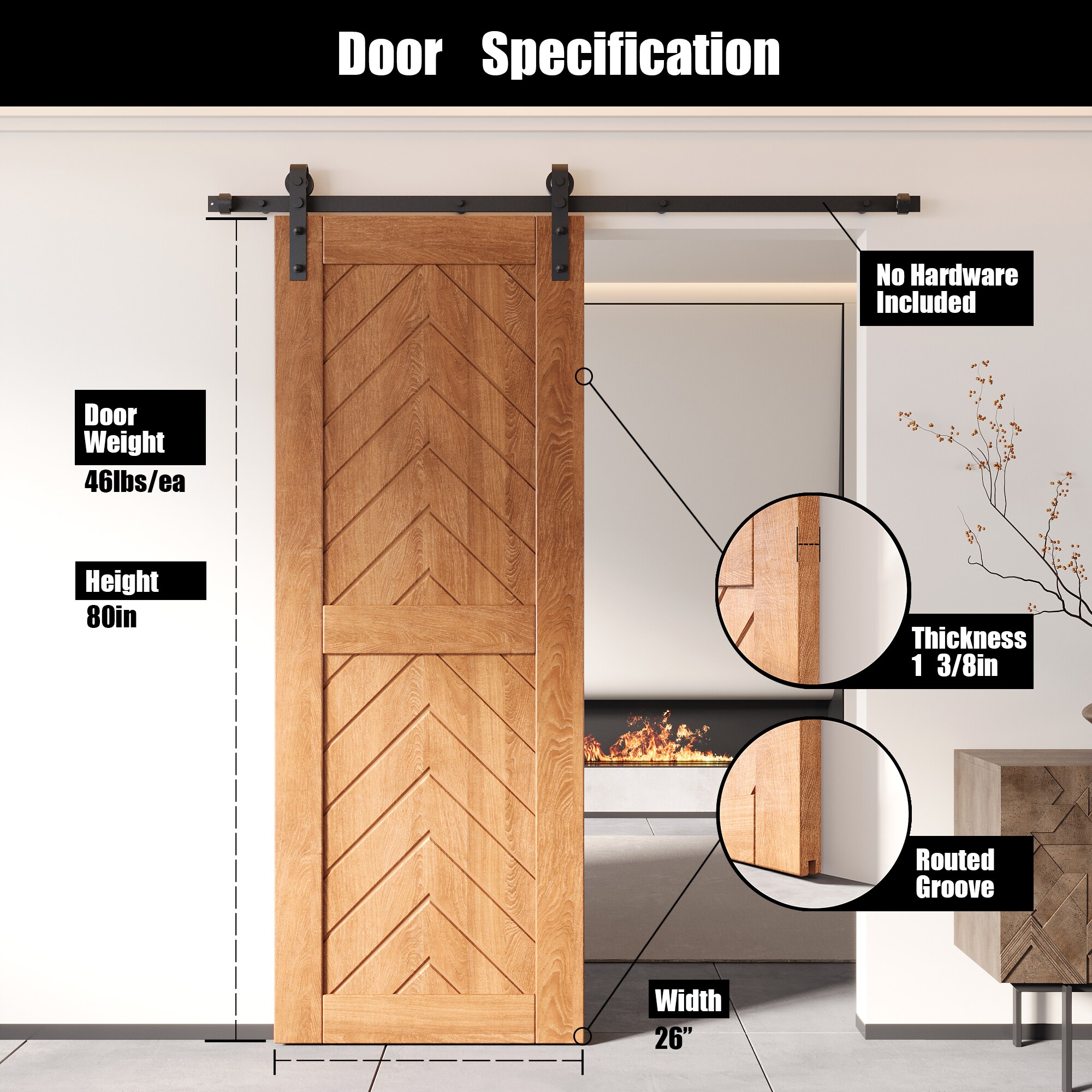 HOMACER JT1-2680-EA Barn-Doors - View #2