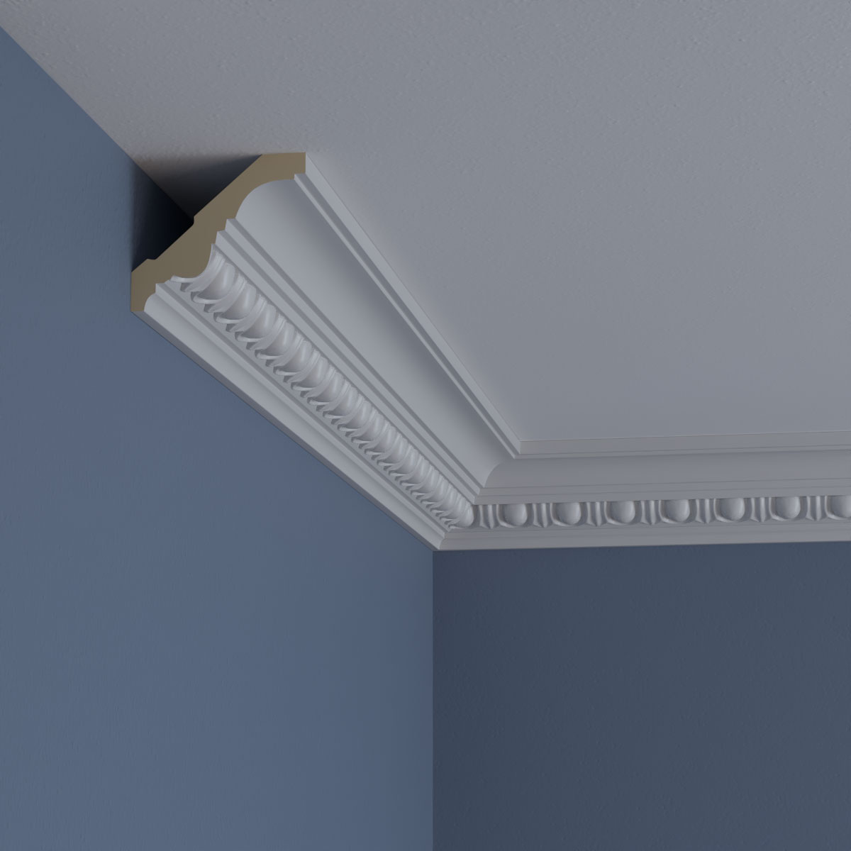 Elegant White Polyurethane Egg and Dart Crown Moulding