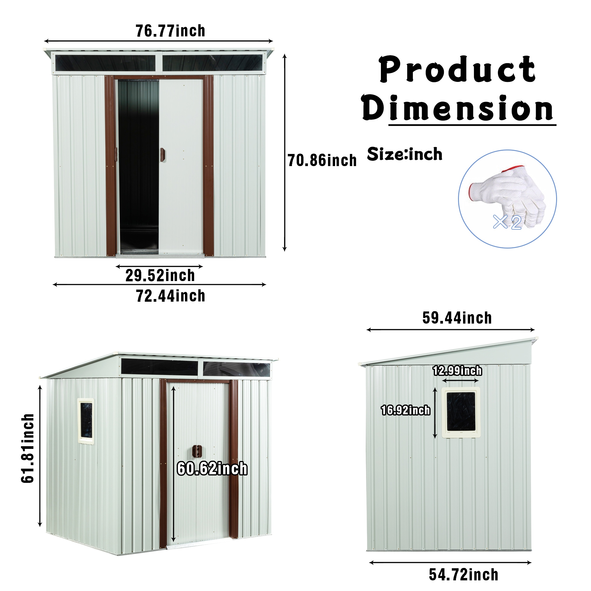 Kahomvis WWC-QP211-42 Metal-Storage-Buildings-Sheds - View #3