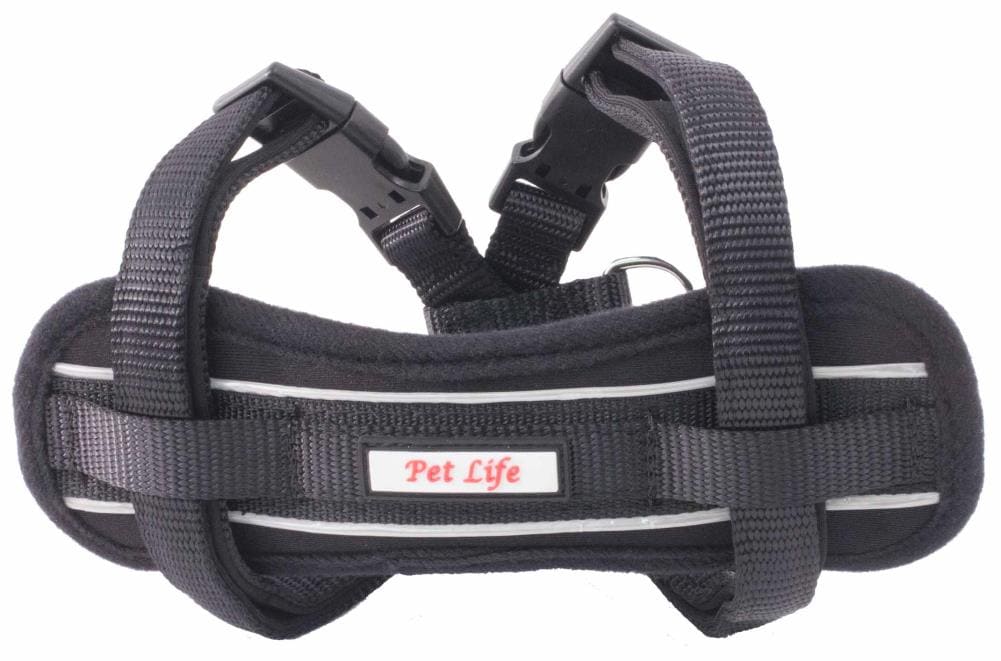 Pet Life HA2BKSM Reflective Black Dog harness , Small