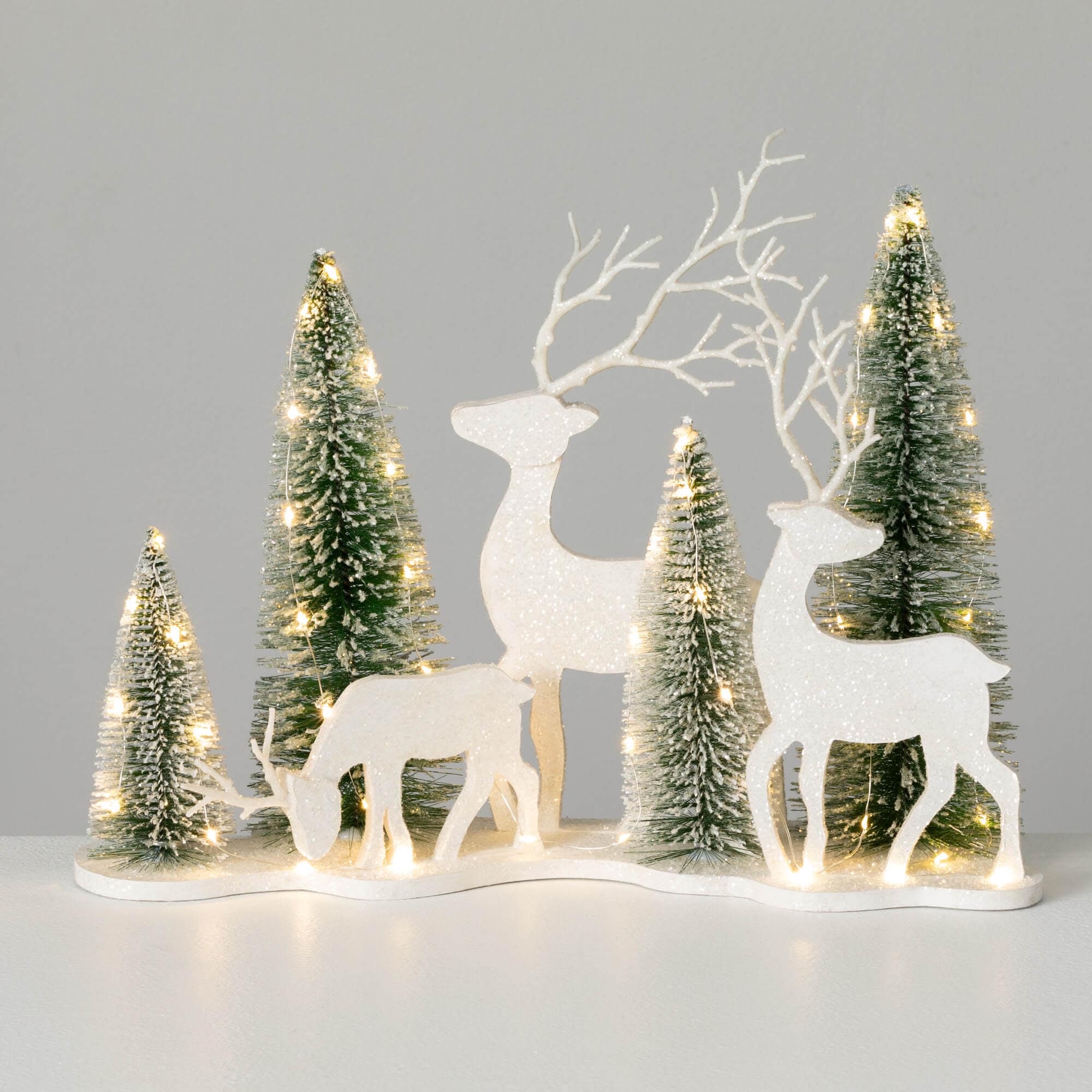 Sullivans PN4161 Fresh Snowfall 15-in Tree Lighted Tabletop Decoration