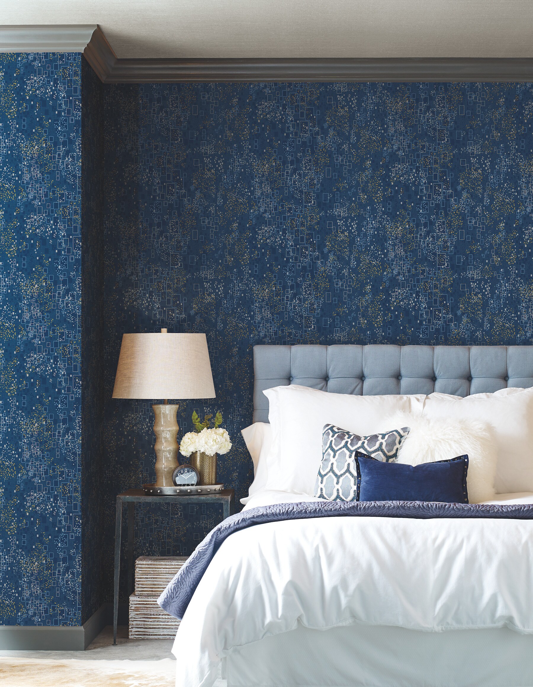 York Wallcoverings CI2321 60.8-Sq. Feet Blue Non-woven Abstract Unpasted Wallpaper