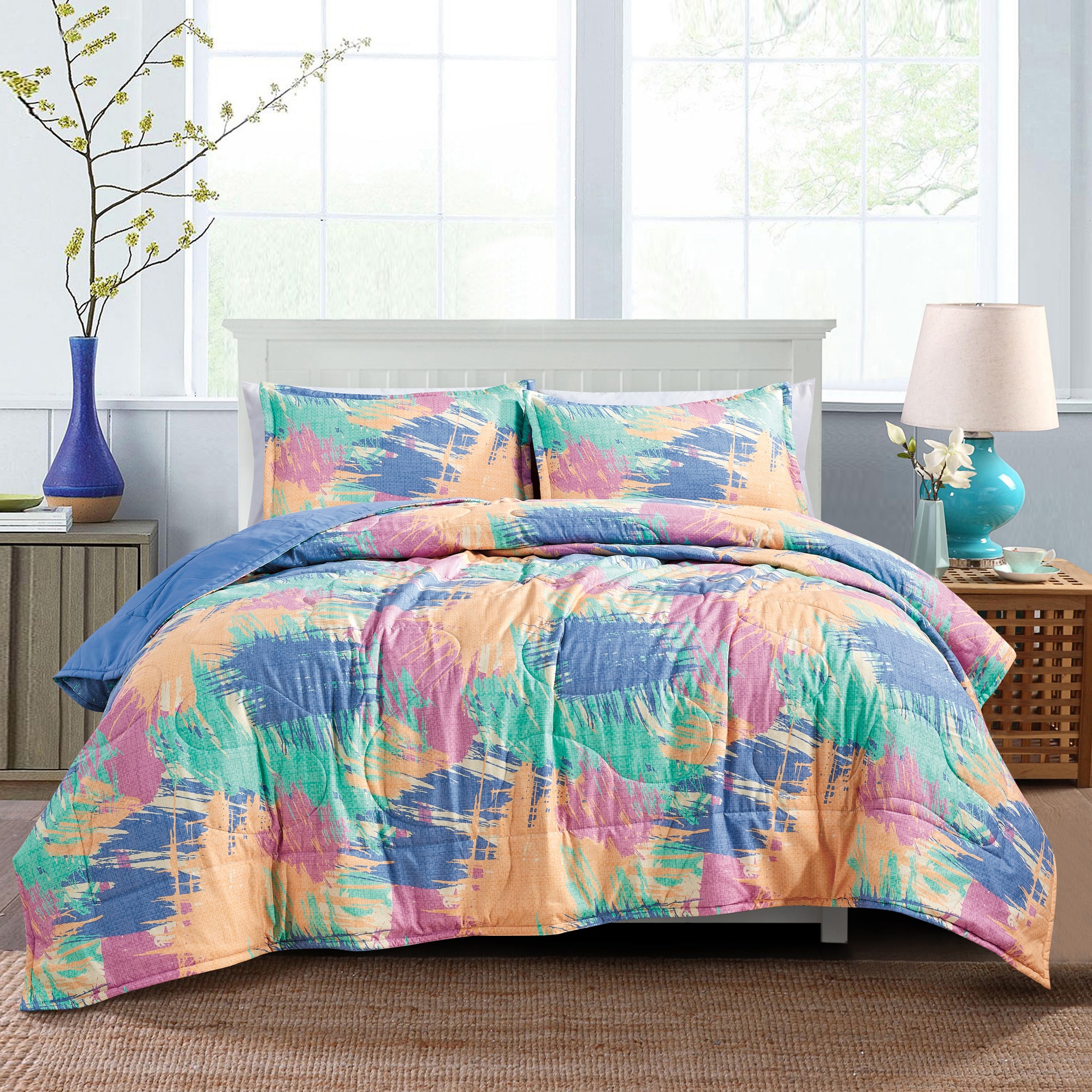 OBERSTER 3Piece Abstract Quilt Bedding Set with 2 Pillow Shams KingCal ...