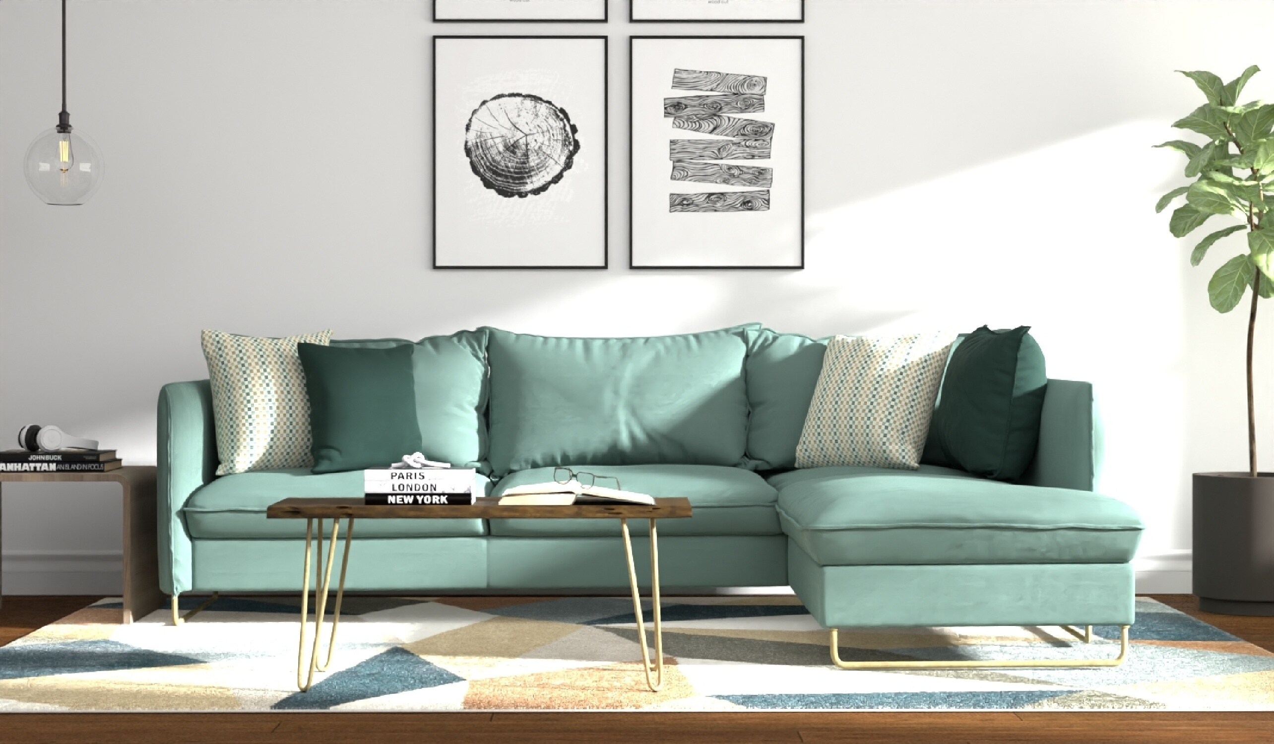Seti Acacia Live Edge Rectangular Coffee Table in Elm and Gold
