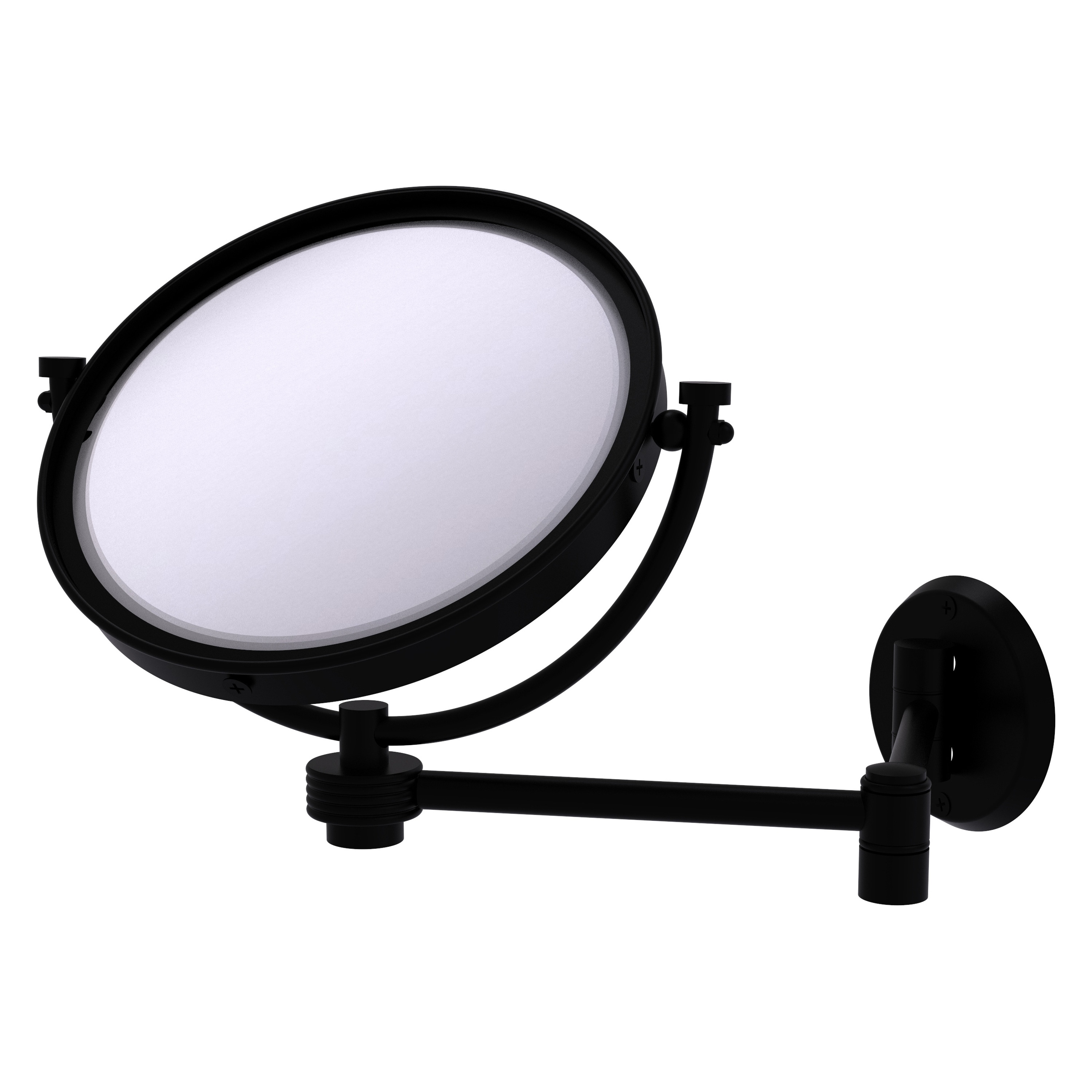 8-in x 10-in Matte Gray Double-sided 3X Magnifying Wall-mounted Vanity Mirror | - Allied Brass WM-6G/3X-BKM