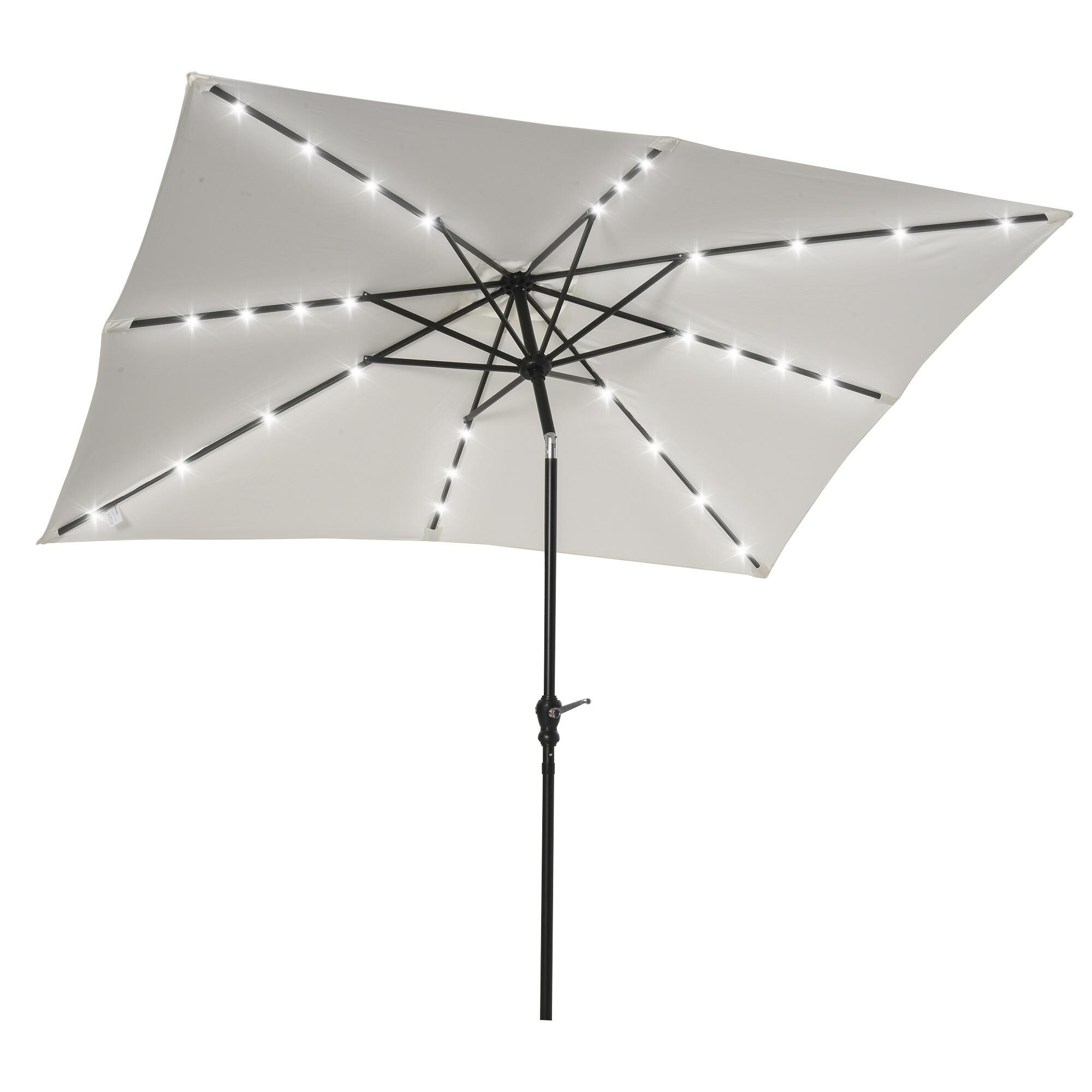 Bayfeve BFAOS-4133-UM 9-Feet Steel White Push-button Tilt Market Patio Umbrella with Lights and