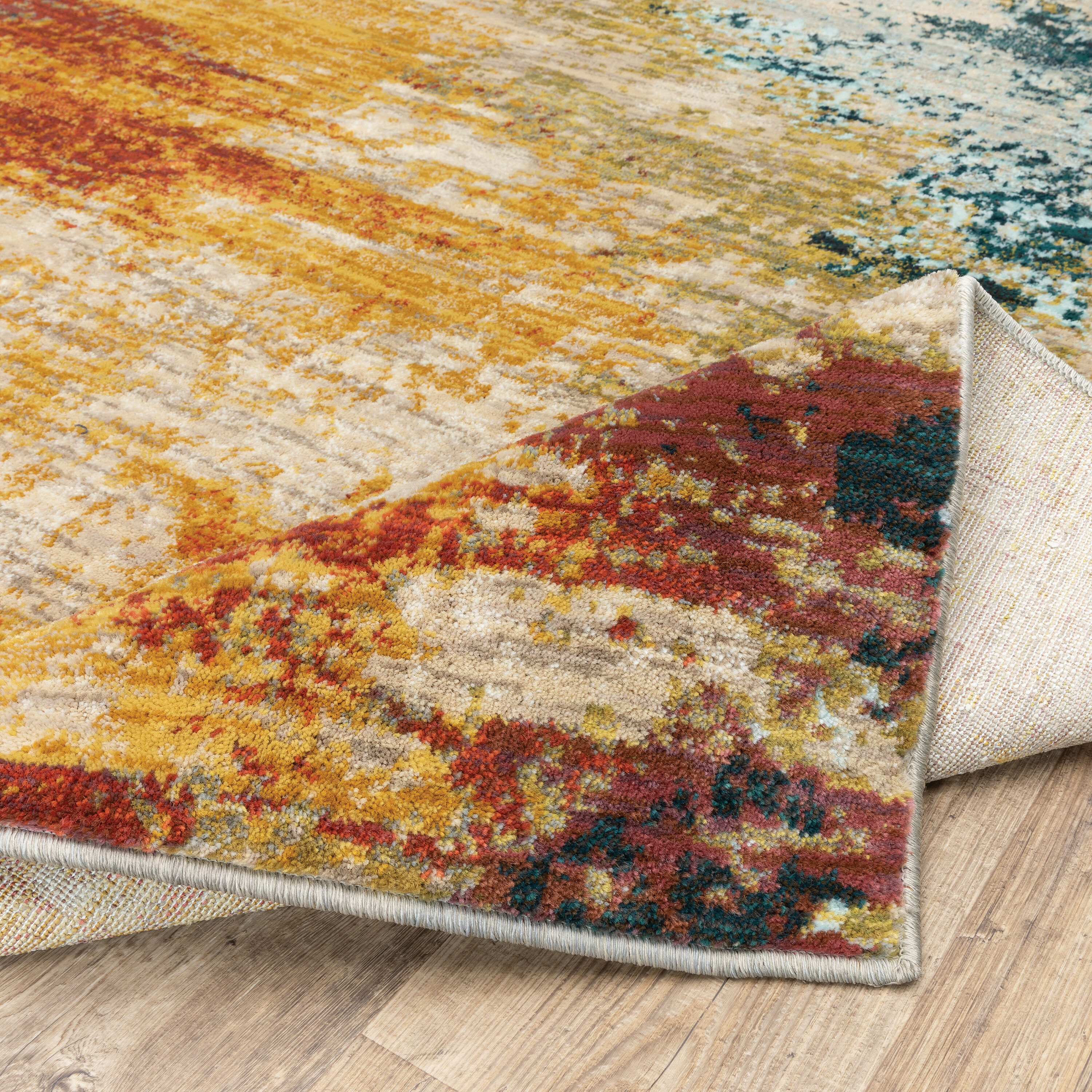 Sedona Midnight Teal & Saffron Oriental Area Rug, 7'10" x 10'10"
