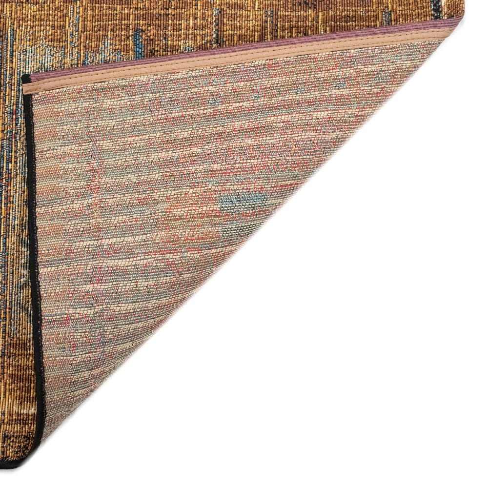 Marina Gold Stripe 6'6"x9'4" Flat-Woven Synthetic Indoor/Outdoor Rug