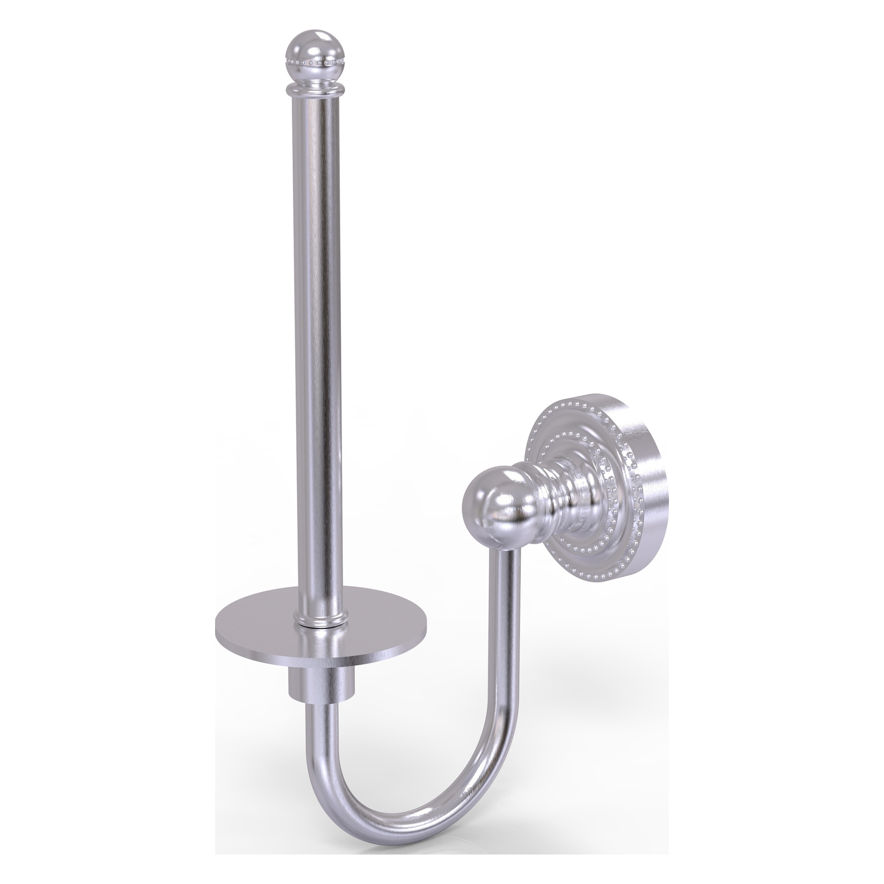 Allied Brass DT-24U-SCH Dottingham Satin Chrome Wall mount Single post Toilet Paper Holder 1 -Rolls