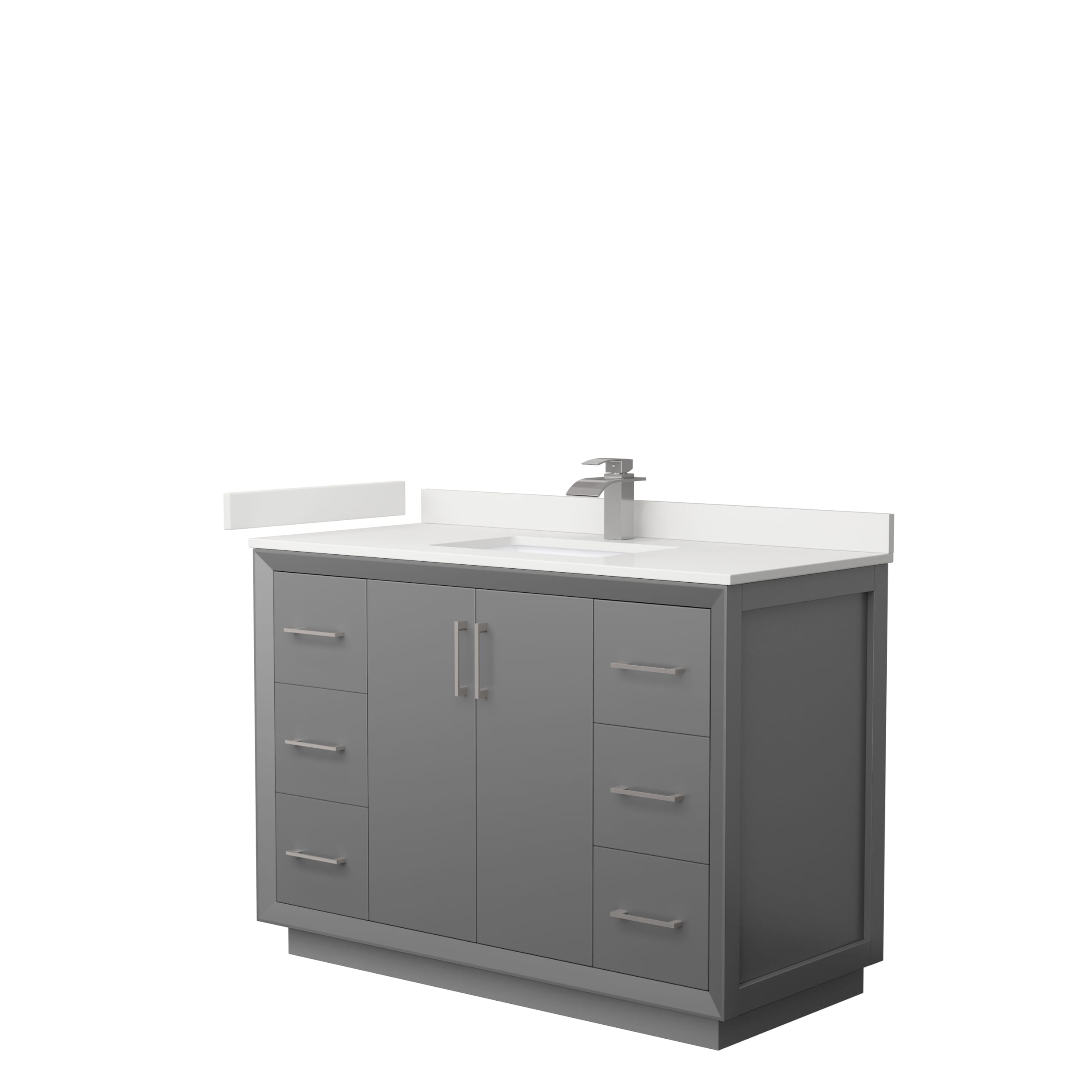 Wyndham Collection WCF414148SKGWQUNSMXX Strada 48-in Dark Gray Undermount Single Sink Bathroom Vanity with White Quartz Top