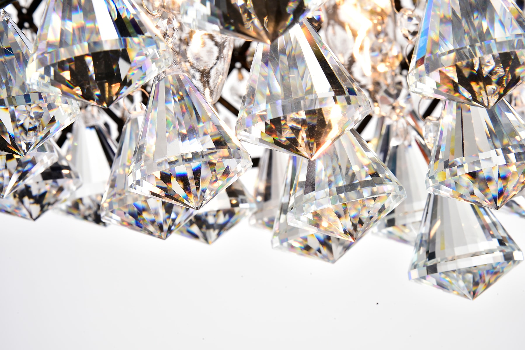 Antique Black Crystal Drum Semi-Flush Mount Chandelier