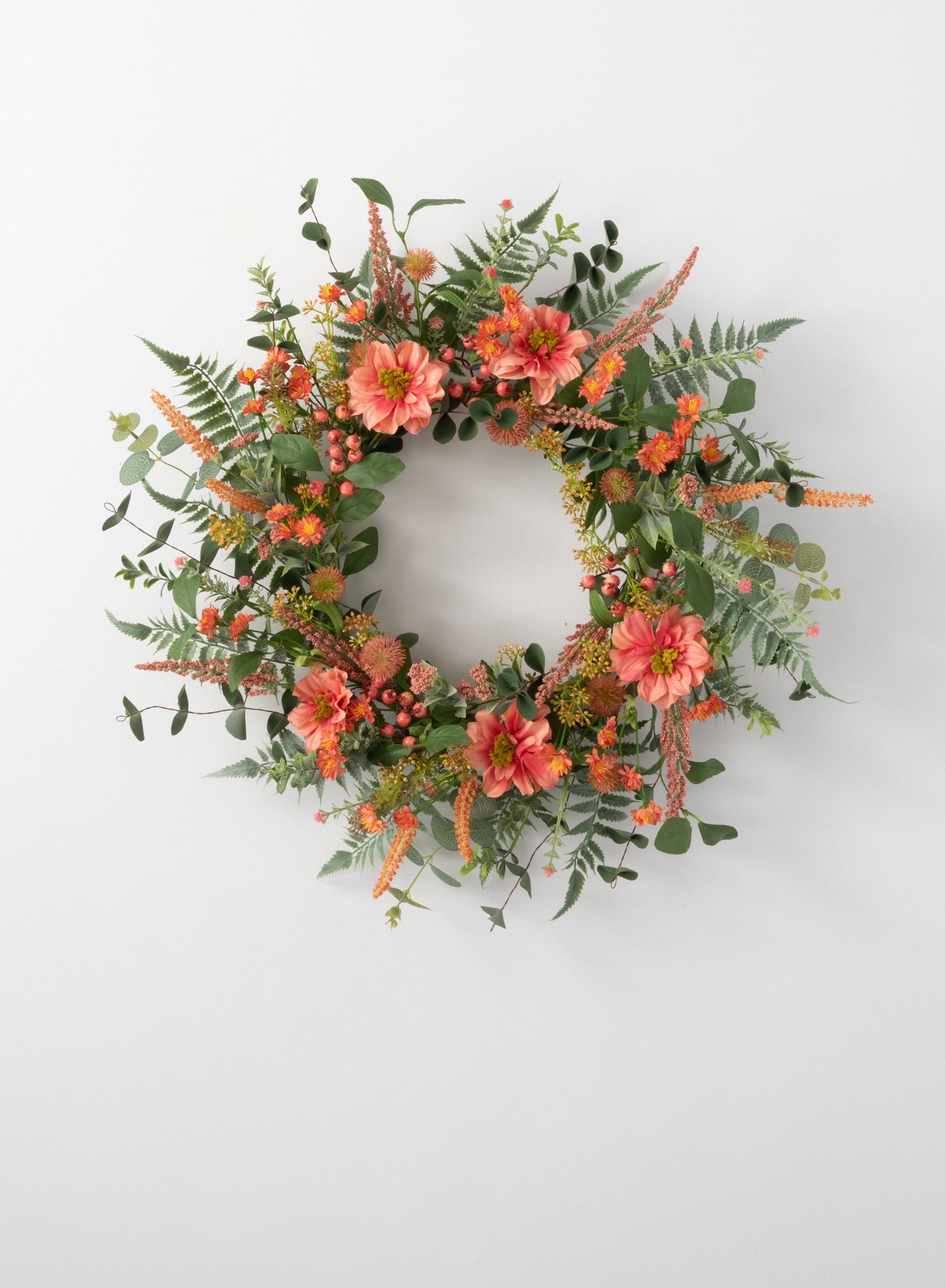 Sullivans DBEWR 25-Inches Pink Indoor/Outdoor Hanging Dahlia Artificial wreath