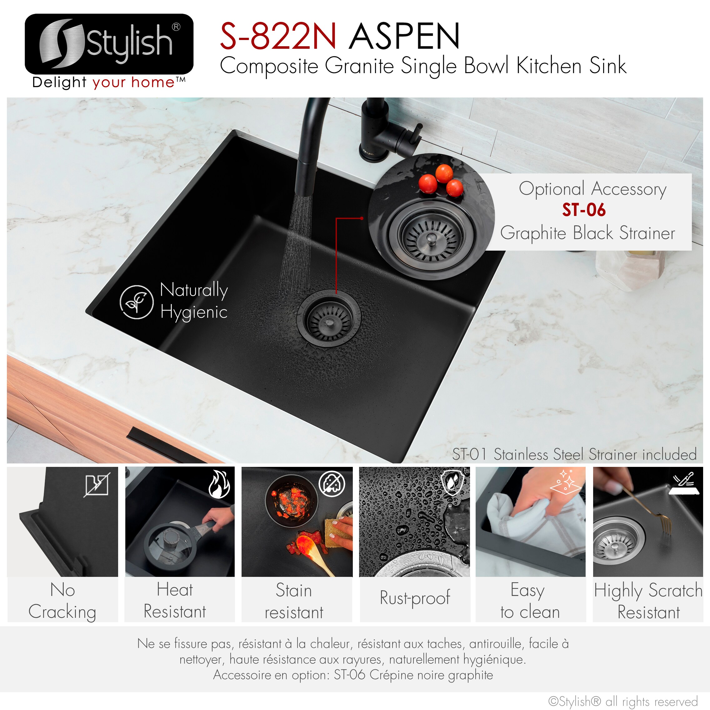 Stylish S-822N1 Kitchen-Sinks - View #2