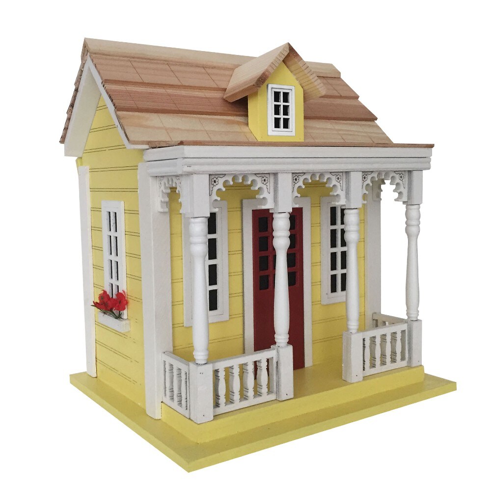 Home Bazaar HB-7524YS 10.25-Inches H Yellow Wood Finches Aviary Bird House