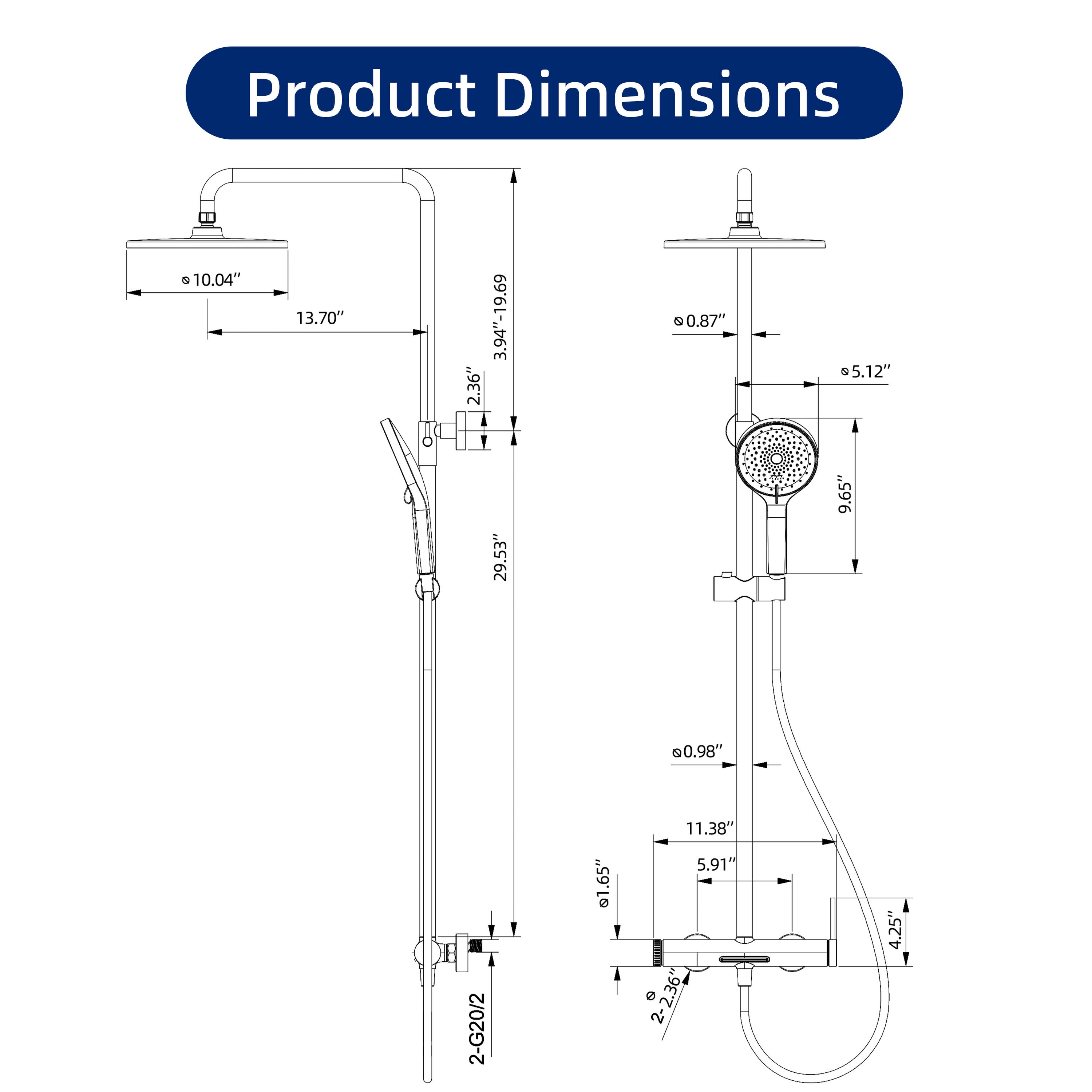 WELLFOR WBSB-003MB Showerhead-Bar-Panels - View #10