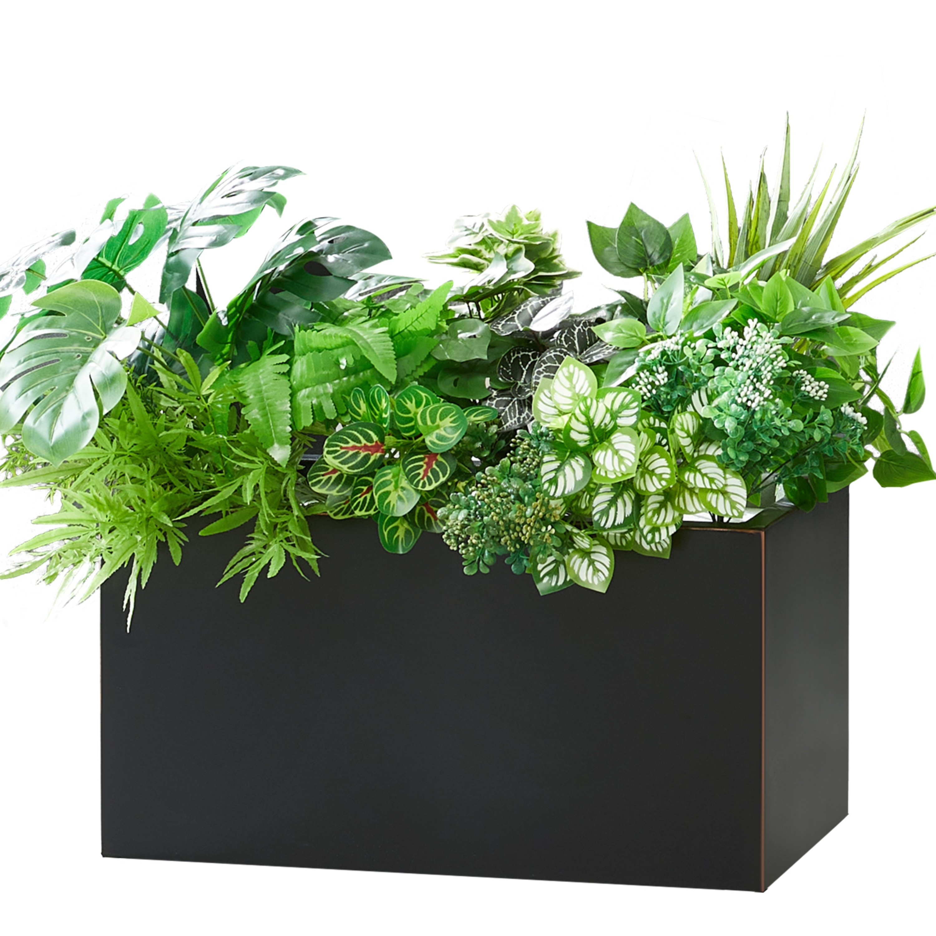 EDYO LIVING HCMP003-BLK Rectangle 11.0-in W Large Black Metal Indoor/Outdoor Planter with Drainage Holes