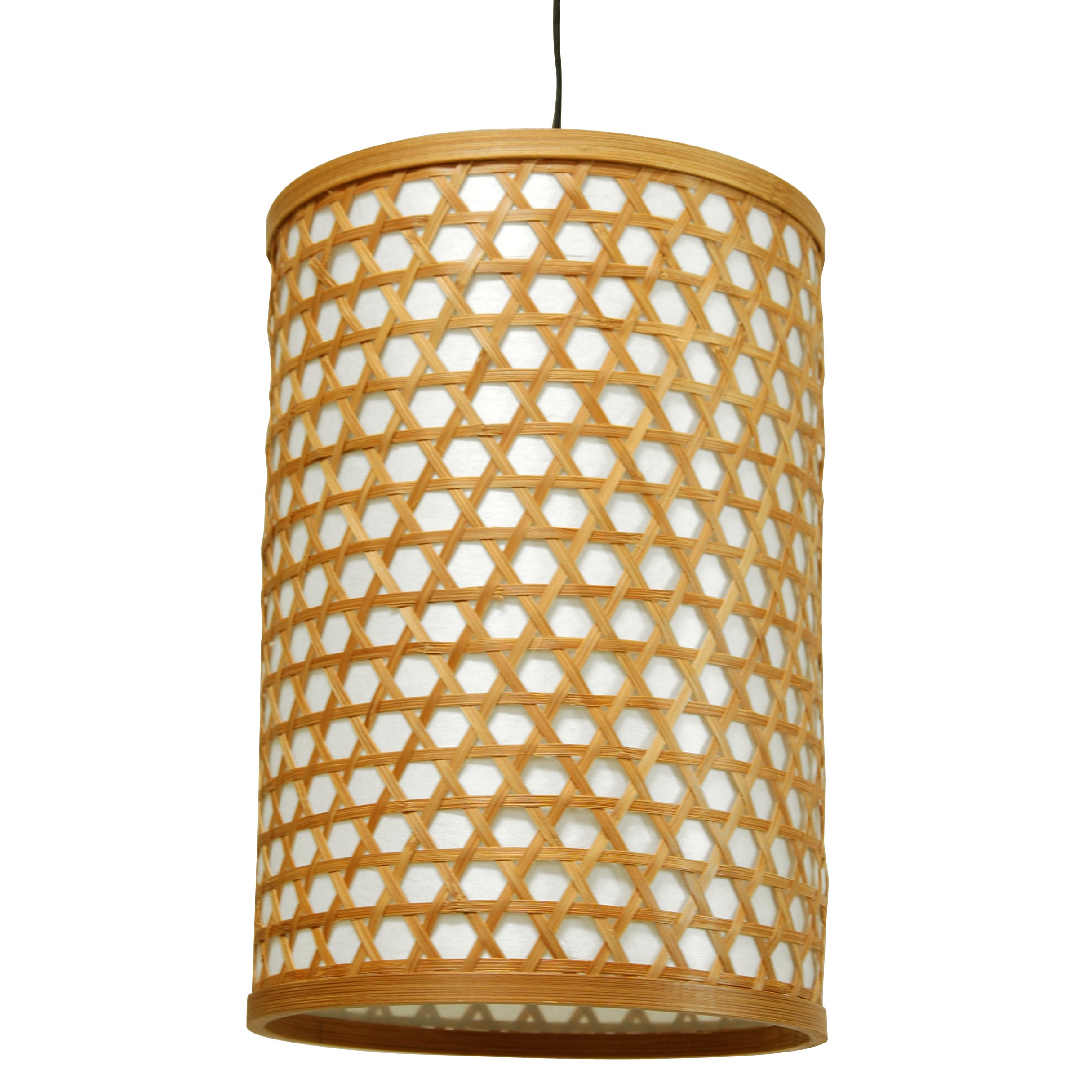 Red Lantern WDLD083 Oriental Furniture Beige Transitional Lantern Medium Plug-in Hanging Pendant light