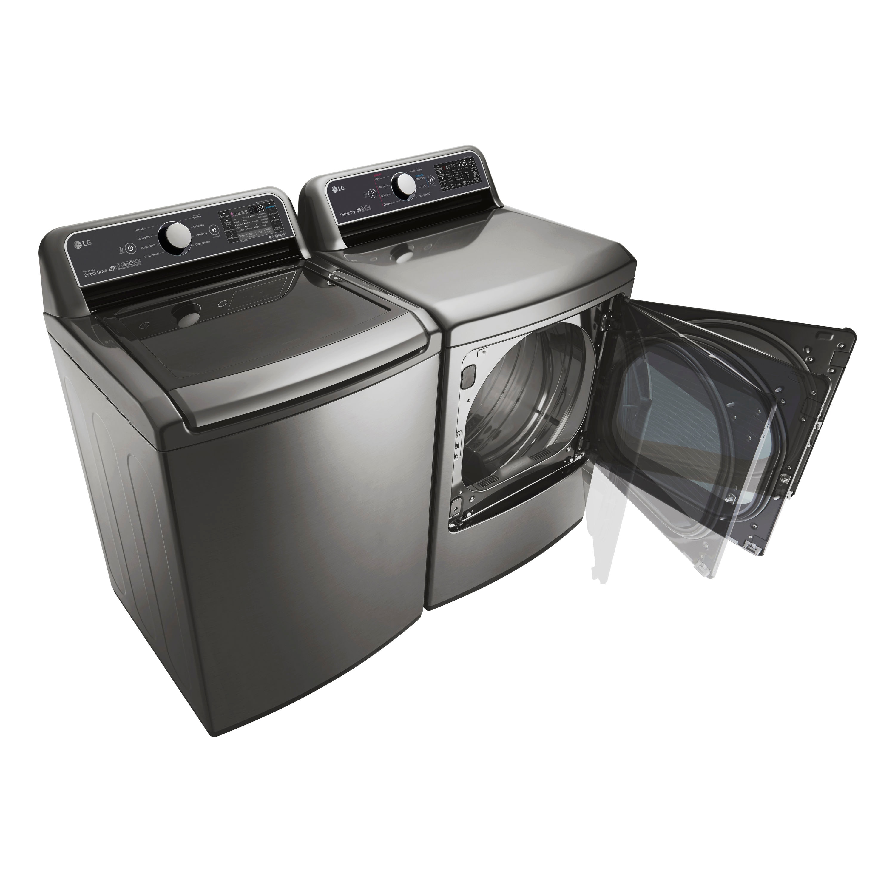 DLG7401VELG Appliances 7.3 cu. ft. Ultra Large Capacity Smart wi-fi Enabled  Rear Control Gas Dryer with EasyLoad™ Door GRAPHITE STEEL - Westco Home  Furnishings