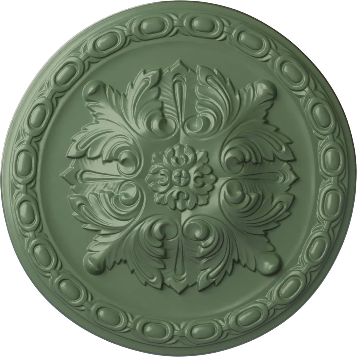 Ekena Millwork CM12STAGF Stockport 11.75-in W x 11.75-in L Painted Athenian Green Polyurethane Whole Ceiling Medallion