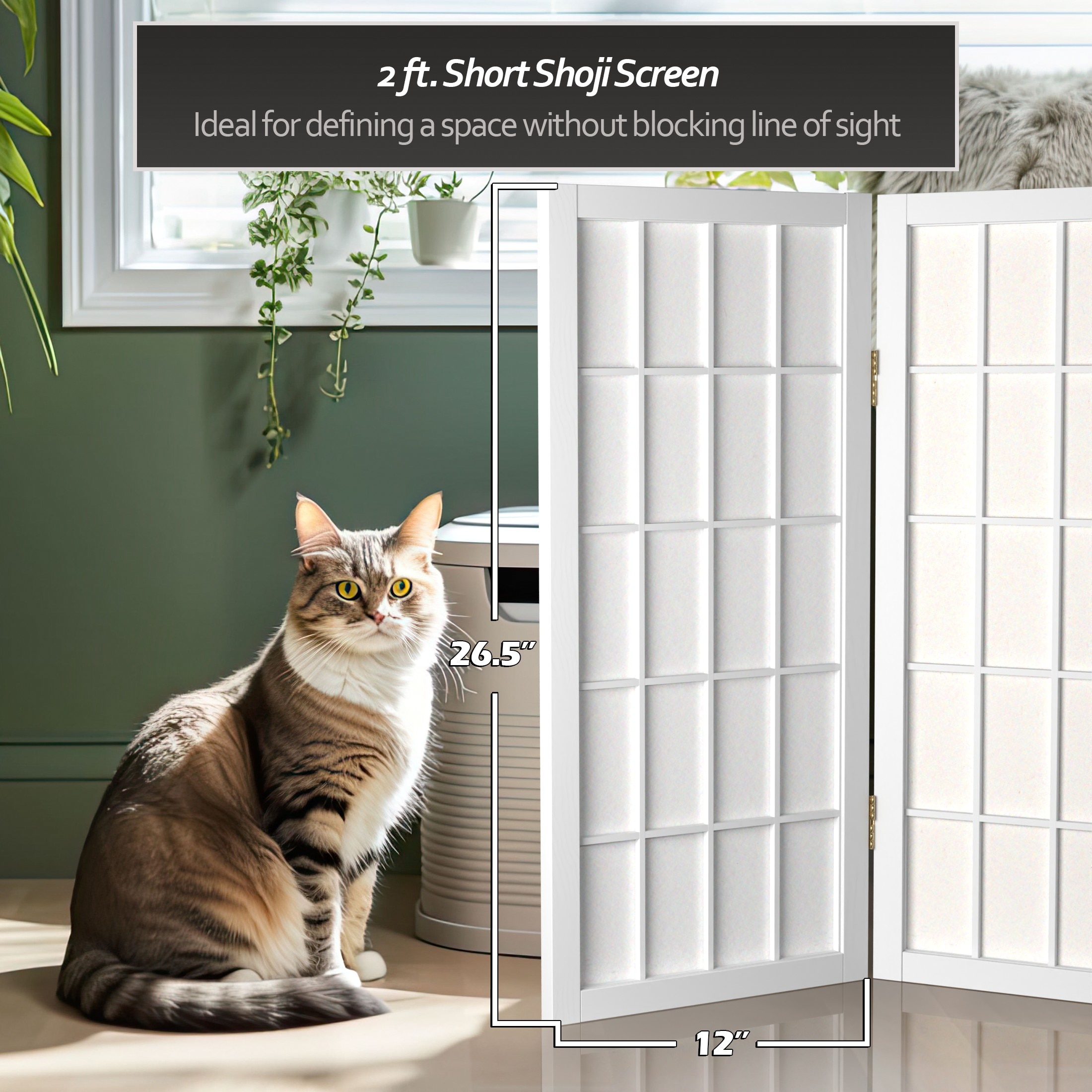 Oriental Furniture WP24-WHT-3P Indoor-Privacy-Screens - View #5