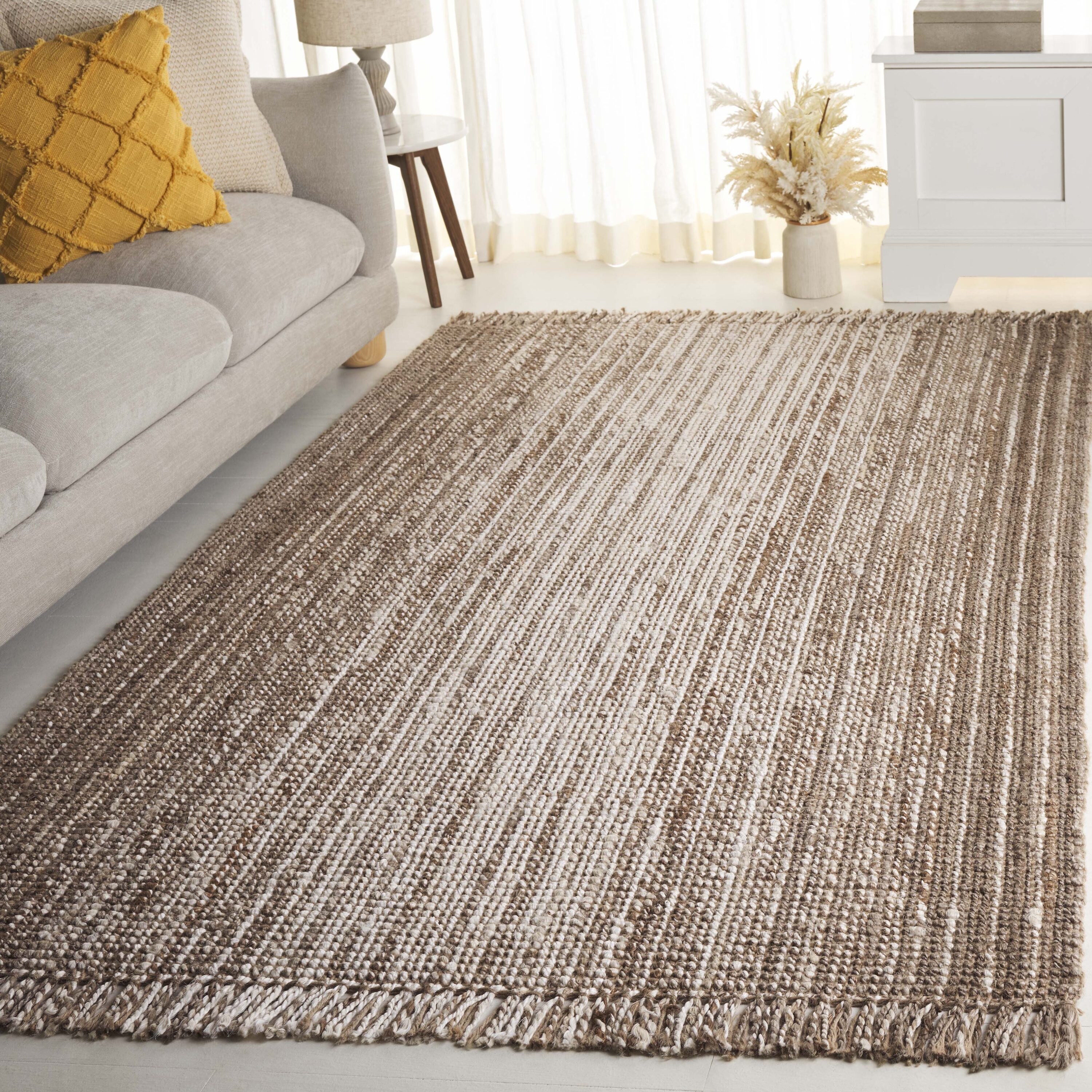  Natural Fiber 843 Ivory/Gray Solid / Tonal 5ft x 8ft Medium Rectangle Rug