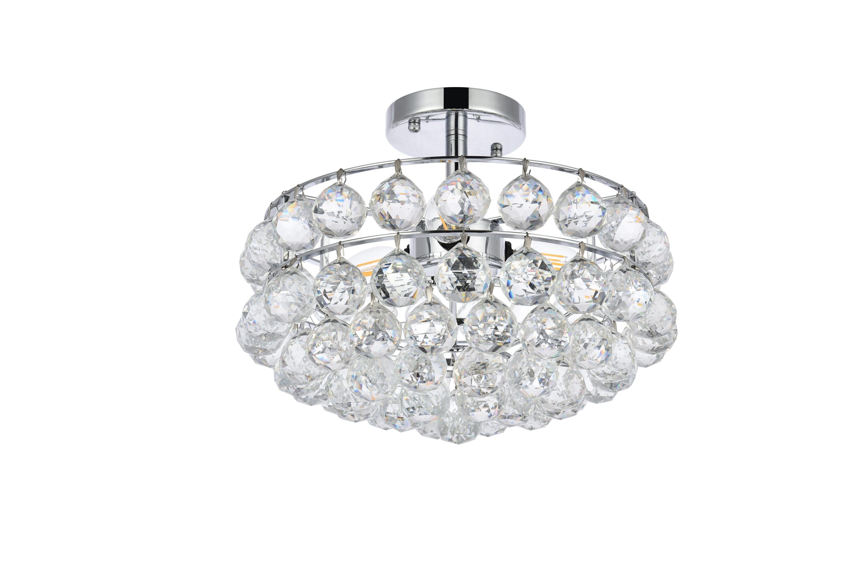 Savannah 14" Chrome Flush Mount with Crystal Accents