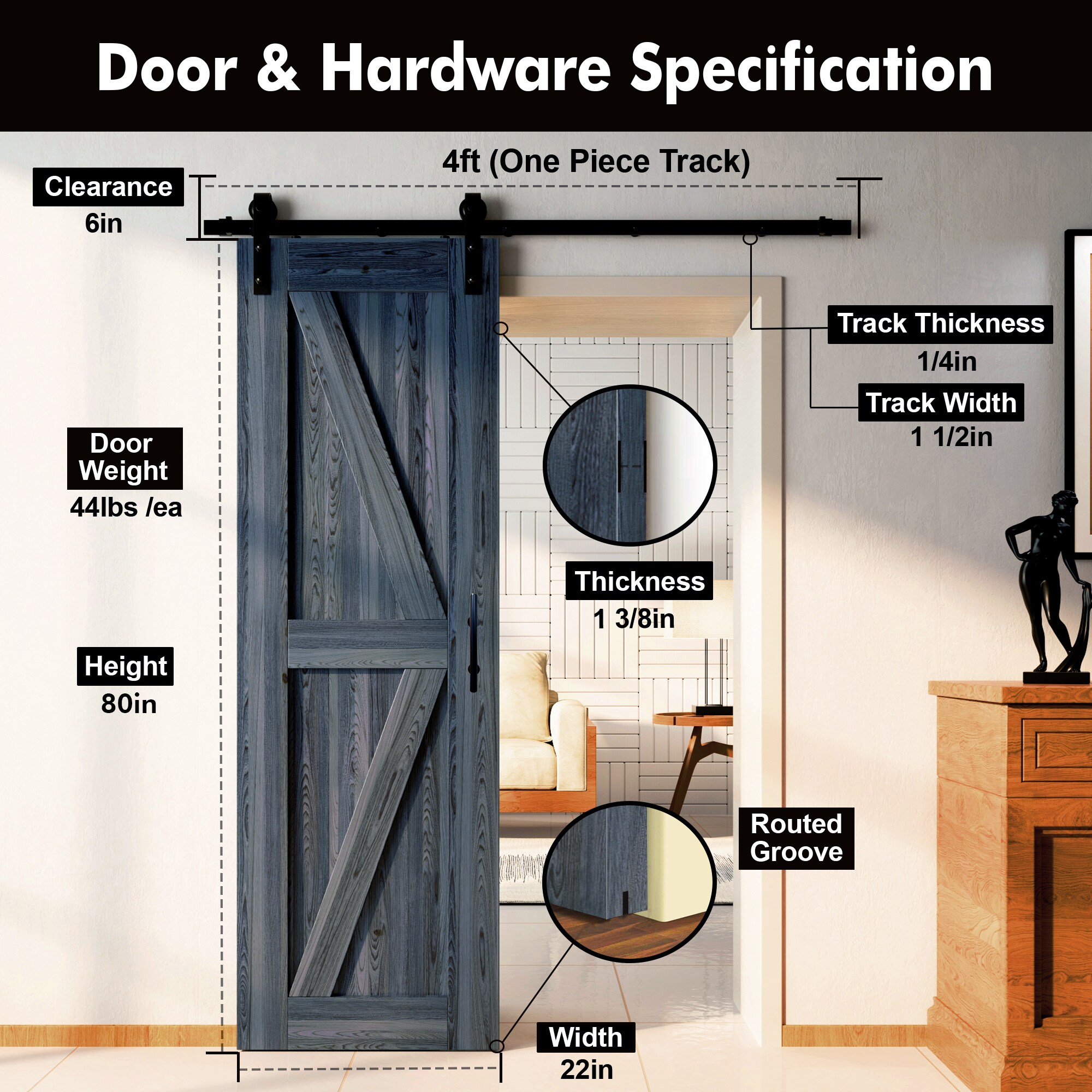 HOMACER YT1TGH048C-2280F-NA Barn-Doors - View #2