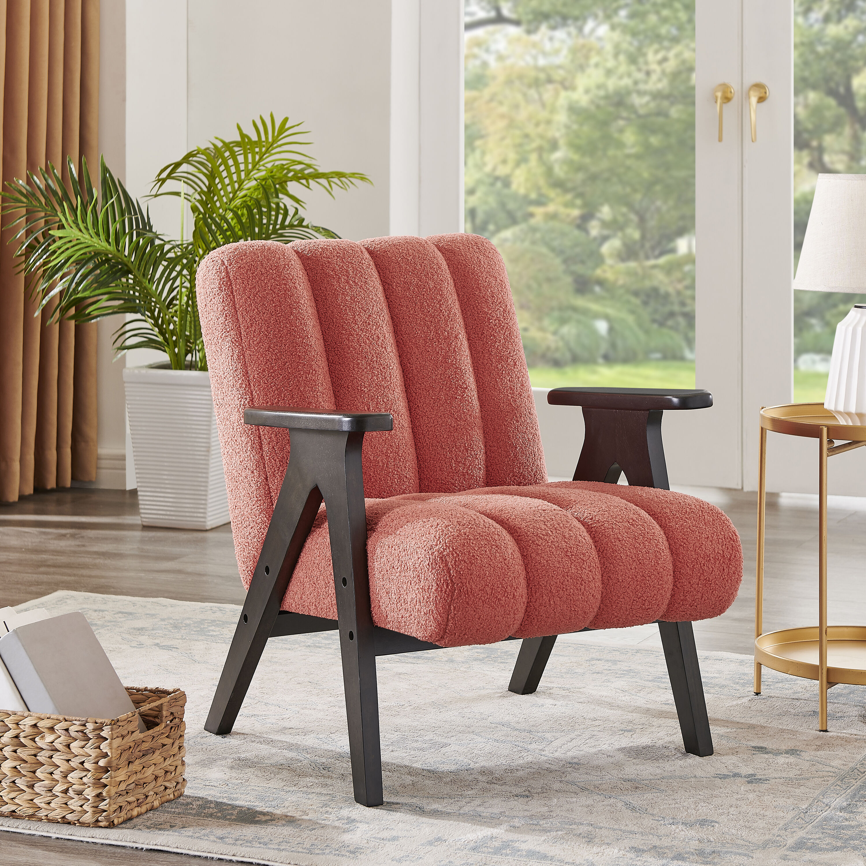 Roundhill Furniture - Rella 31.5-in W Modern Coral Accent Chair