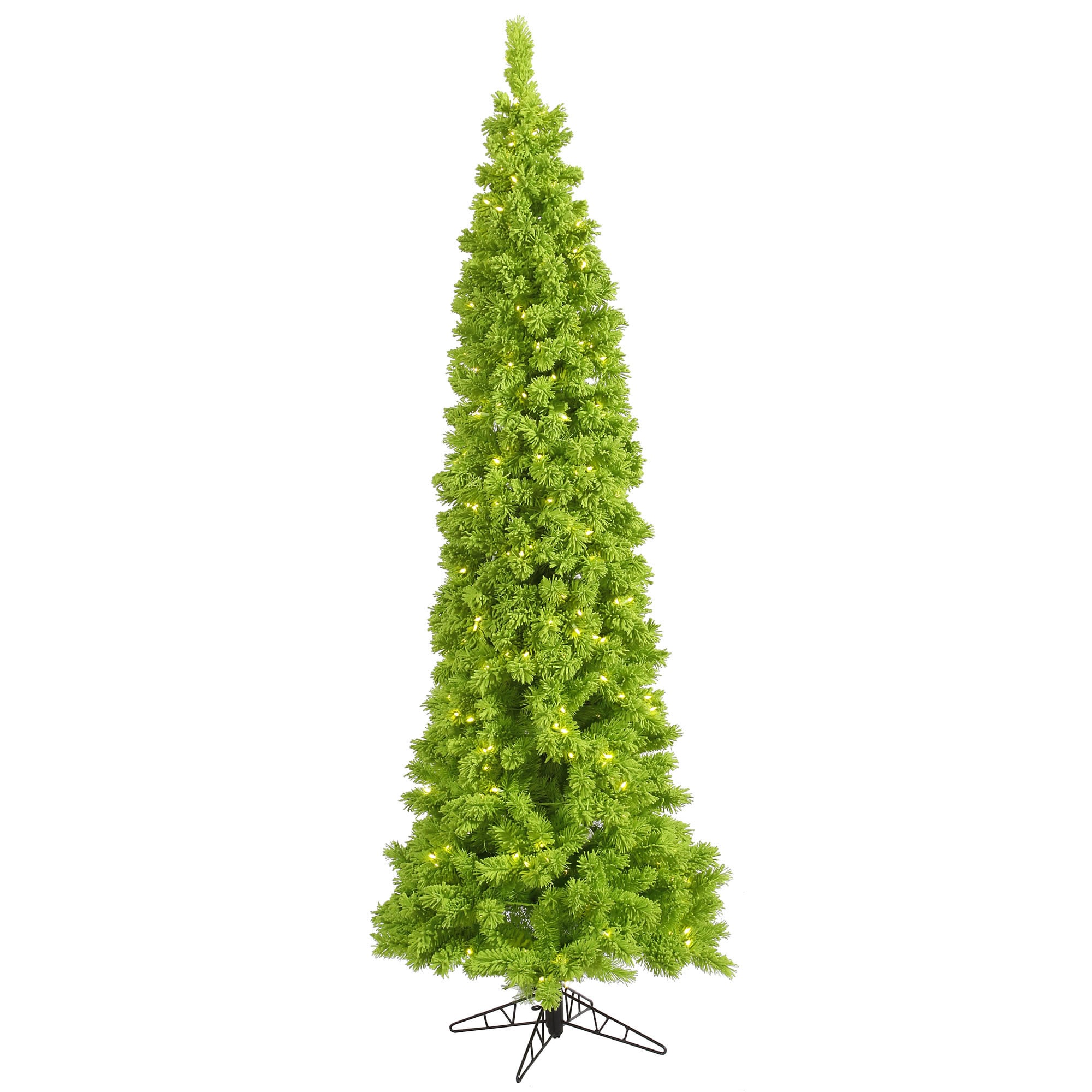 Vickerman K168576LED 7.5-ft Fir Pre-lit Pencil Flocked Artificial Christmas Tree with Green LED Lights