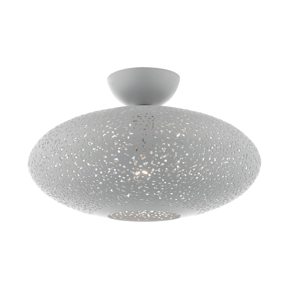 Livex Lighting 49183-80 Charlton 1 -Light 15.875-in Matte Gray Semi Flush Mount Light