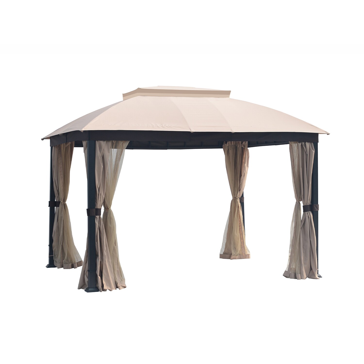 Kumo 12-ft x 10-ft Black Frame and Beige Rooftop Metal Rectangle ...
