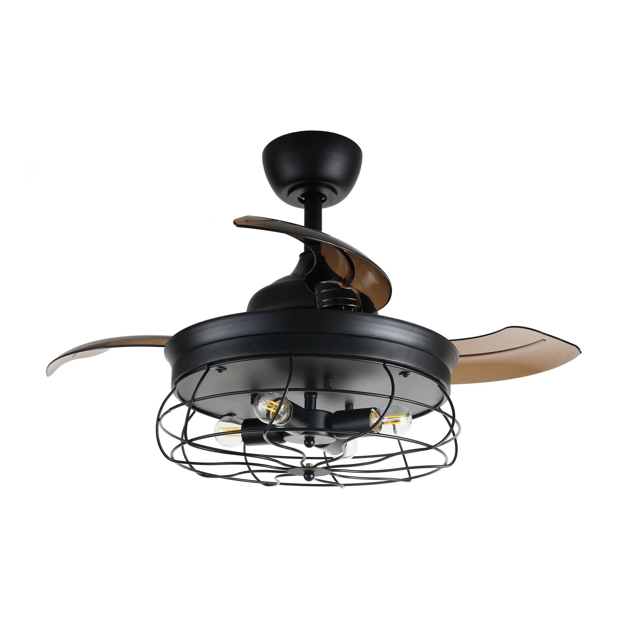 Led Indoor Chandelier Ceiling Fan, 26 9 In Black Industrial 3 Blades Ceiling Fan With Remote Control