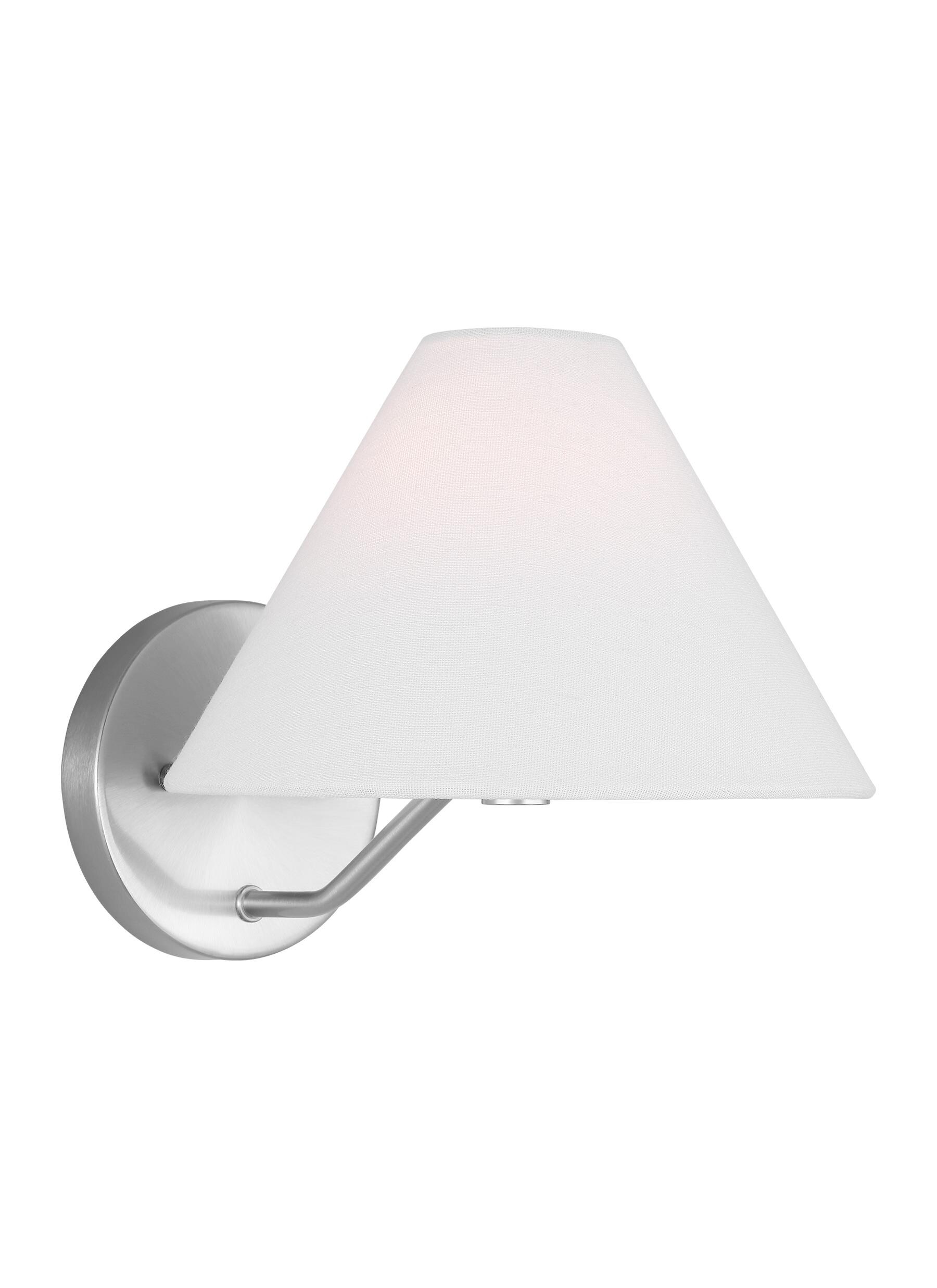 Burke Brushed Steel 1-Light Wall Sconce with White Linen Shade