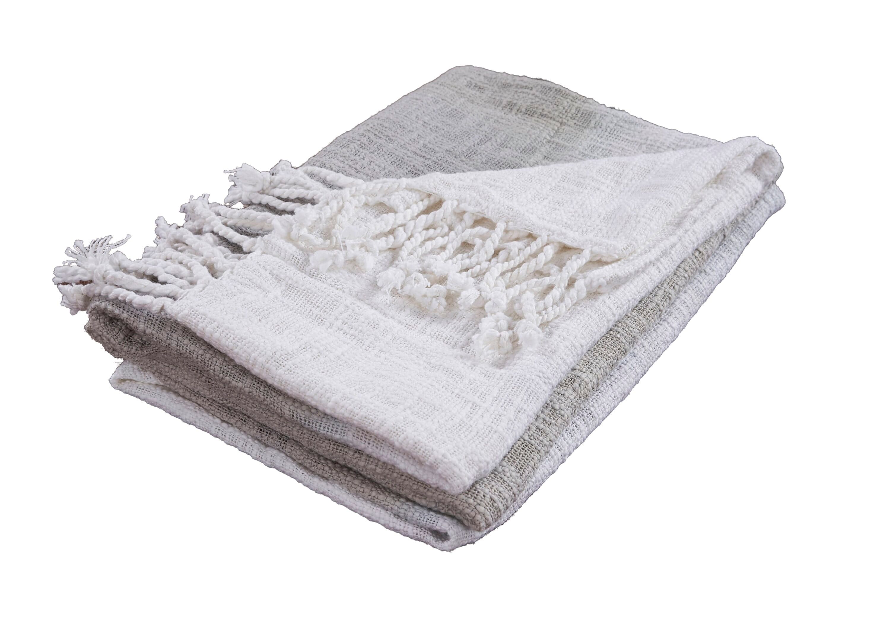 LR Home 5222A8984934J8 Gray/White 50-in x 60-in Cotton Throw