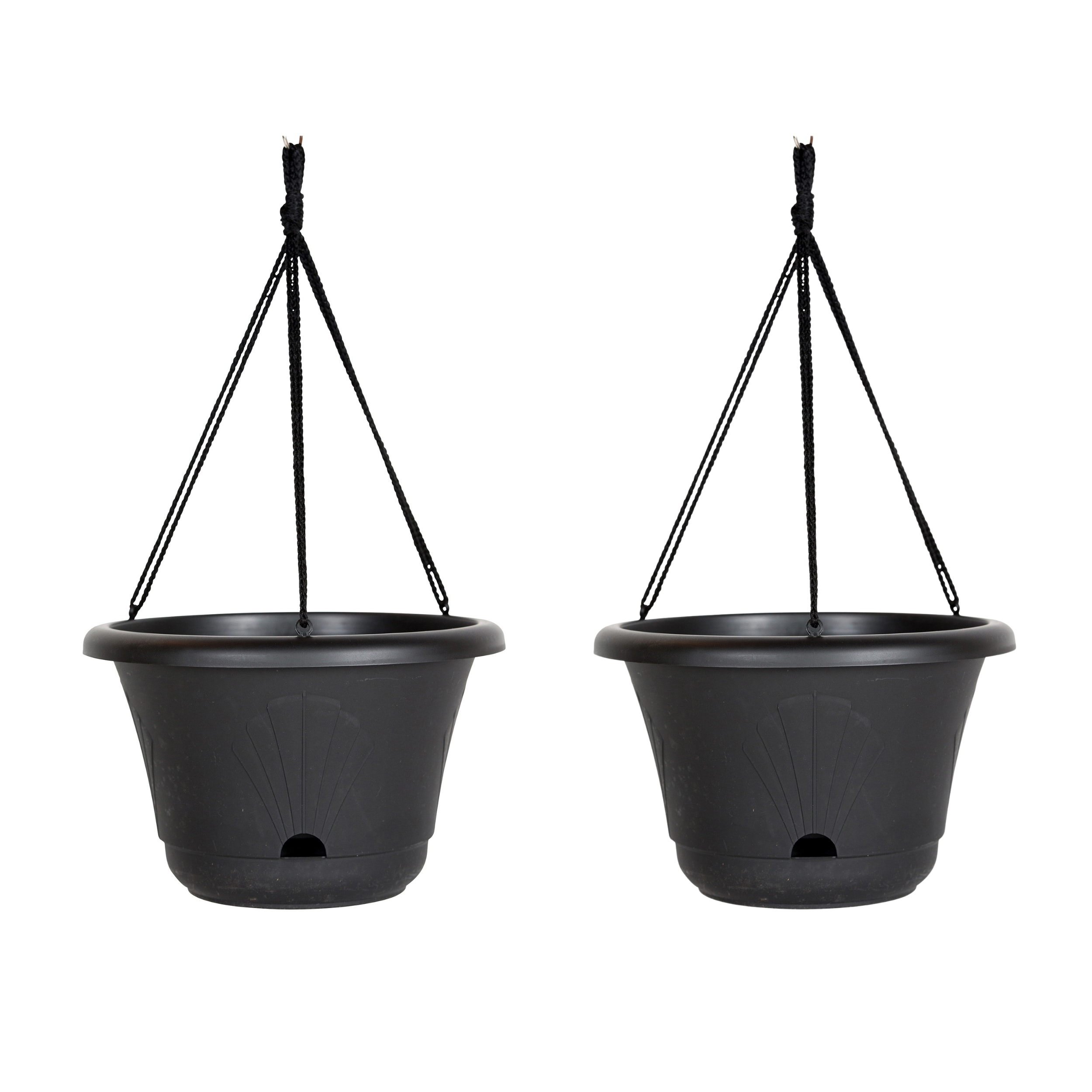 Bloem DCB-LHBMIX2 2 -Pack Round 13.0-in W Medium Black Plastic Boho Indoor/Outdoor Hanging planter with Drainage Holes with Self Watering Attached Saucer
