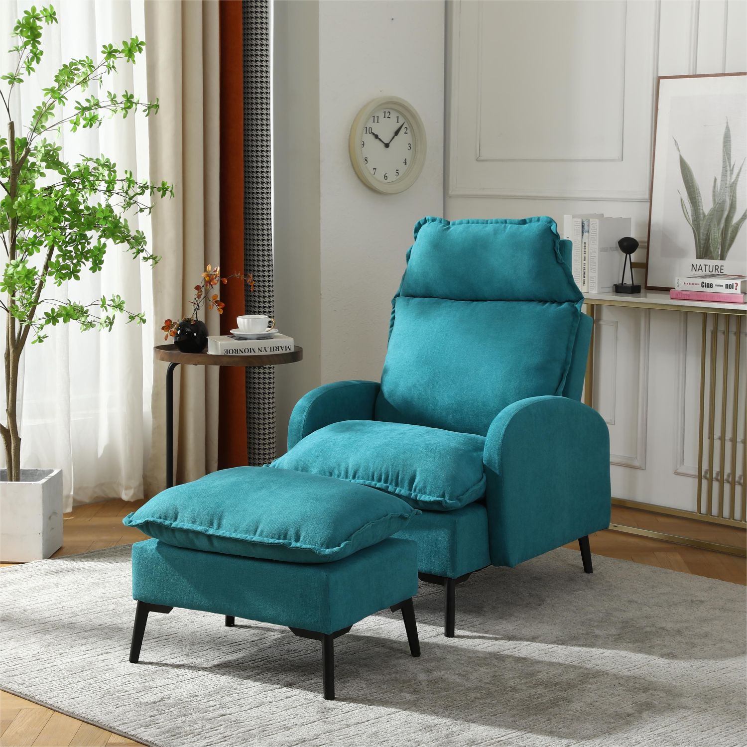 JASMODER W138958365 Dark Green Upholstered Tufted Recliner with Lift Assistance