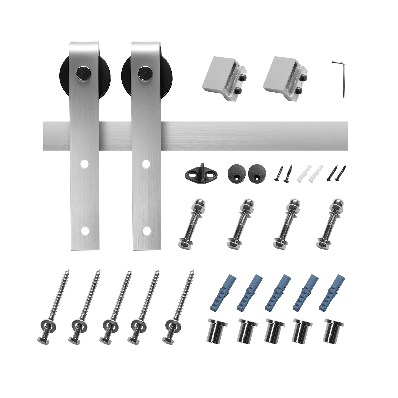 GIVIMO Sliding Barn Door Hardware Kit 6.6-ft Track 330-lb Capacity Carbon Steel Rail with J-Shape Rollers Brushed Nickel Finish Fits 36-in to 40-in Wide and 1-3/8-in to 1-3/4-in Thick Single Doors for Bedroom Bathroom Closet and Living Room