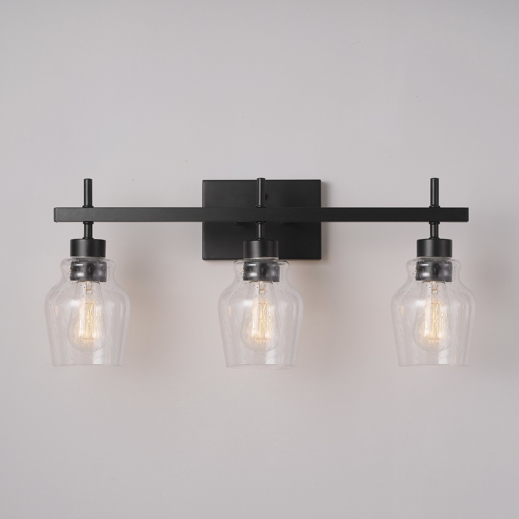 Globe Electric 24in 3Light Matte Black Industrial Vanity Light in the