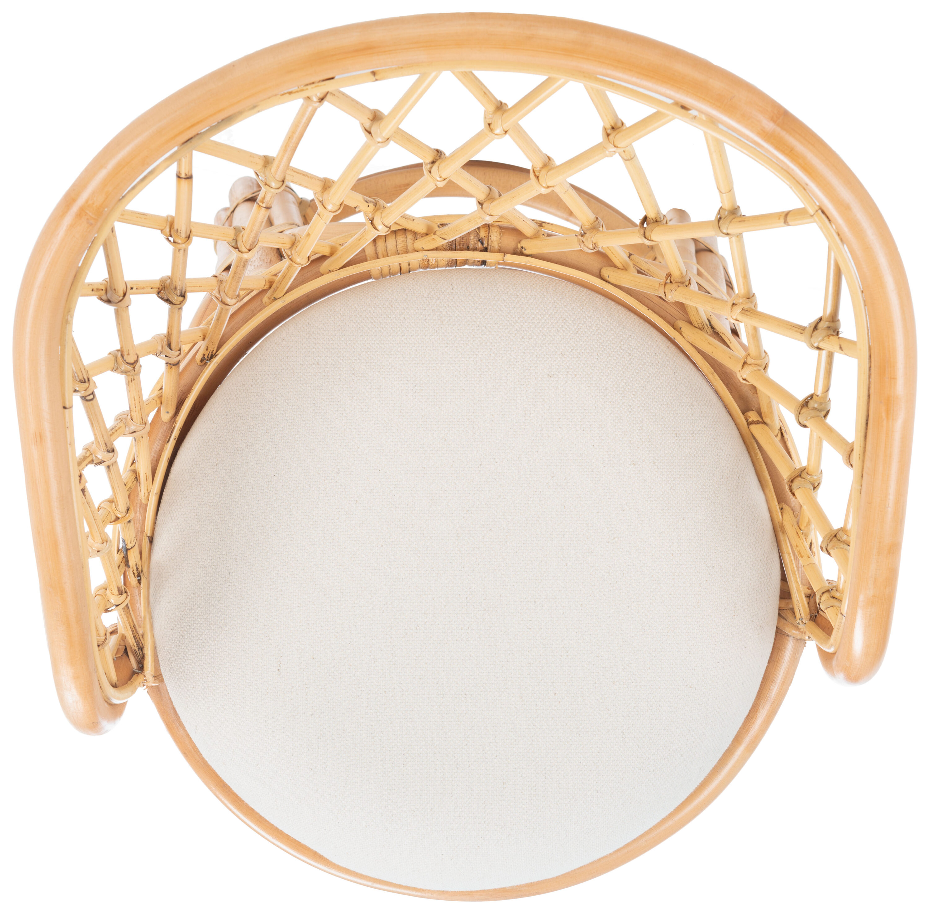 Natural Rattan Counter Stool with White Linen Cushion