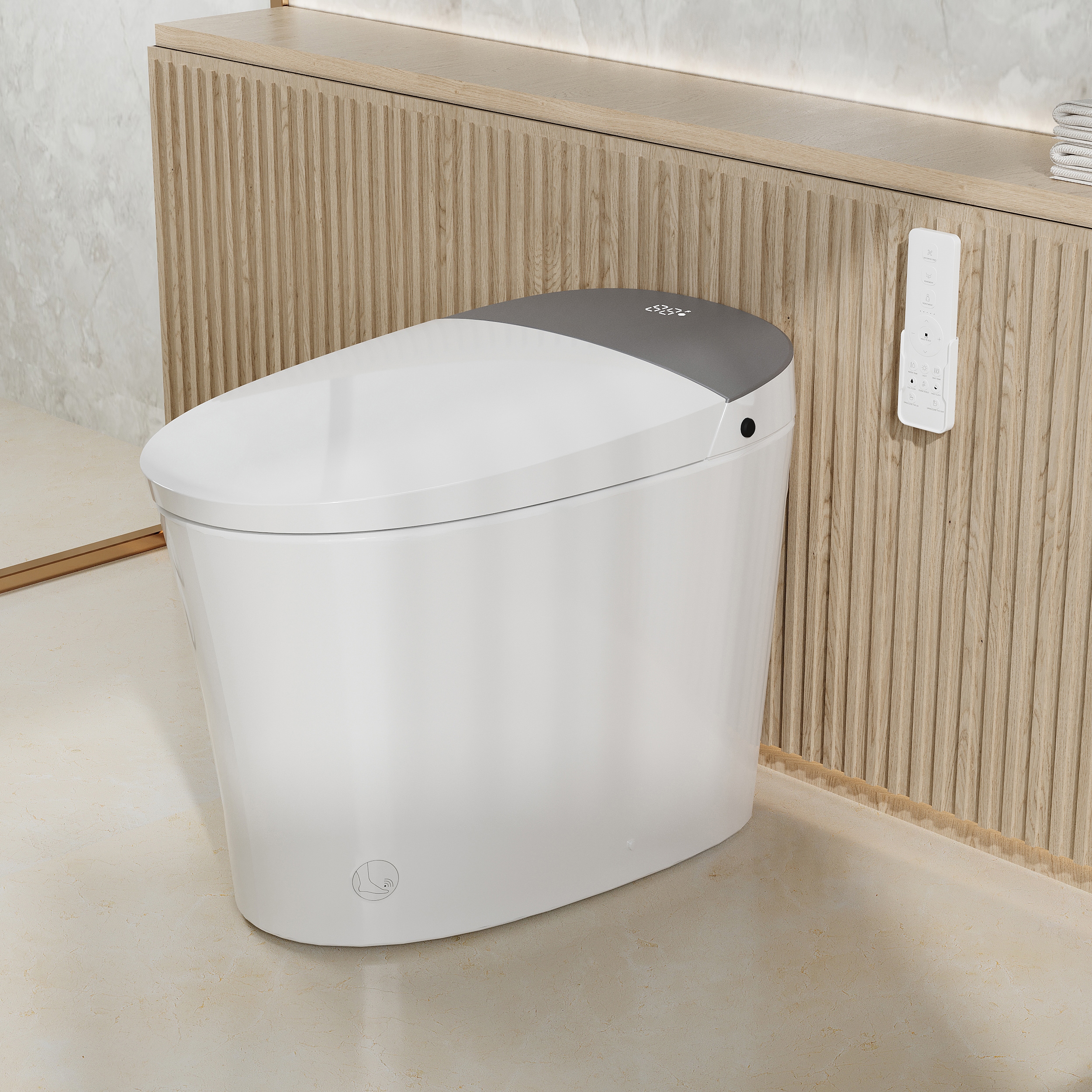 Forclover MEAM-TO02 White Dual Flush Elongated Standard height Smart Soft Close 1-piece Bidet Toilet 12-in Rough-In 1.6 GPF