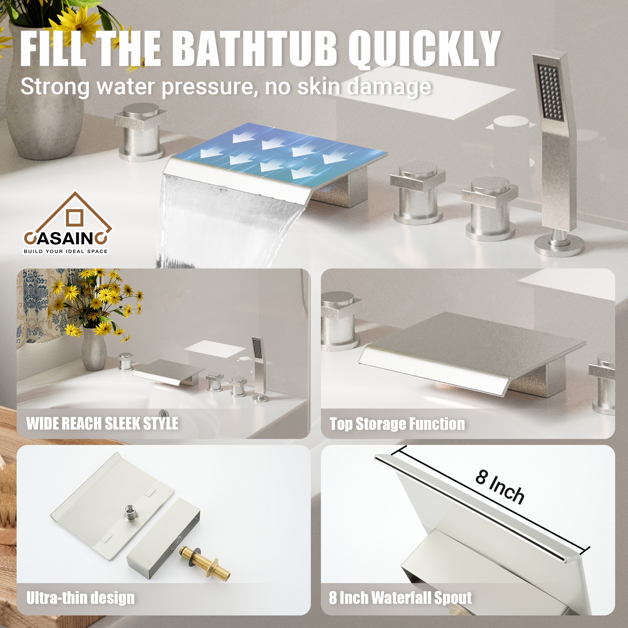 CASAINC KCLT0055-BG Roman-Tub-Faucets - View #9