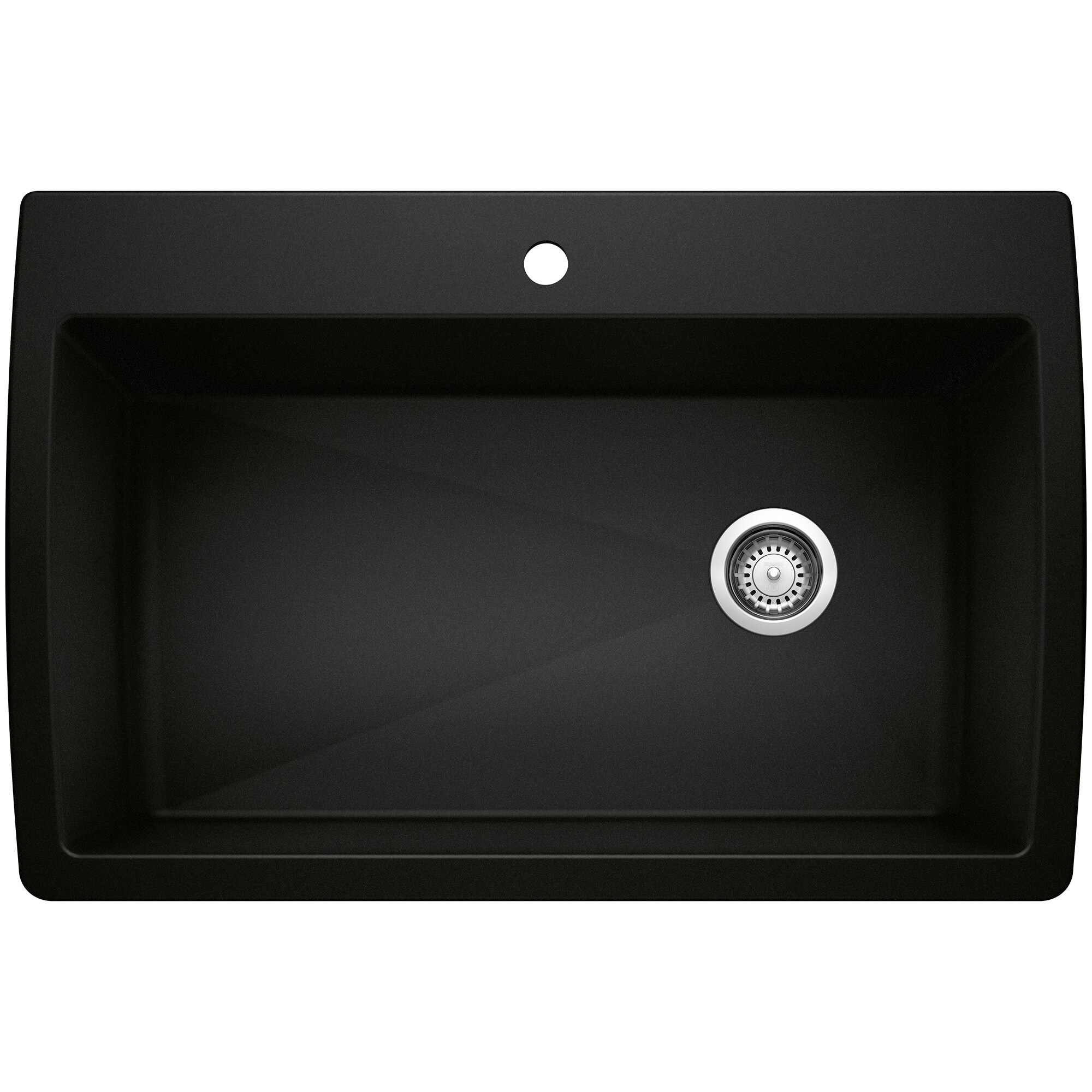 BLANCO 442917 Diamond Silgranit Dual-mount 33.5-Inches x 22-Inches Coal Black Granite Single bowl 1-Hole Kitchen Sink