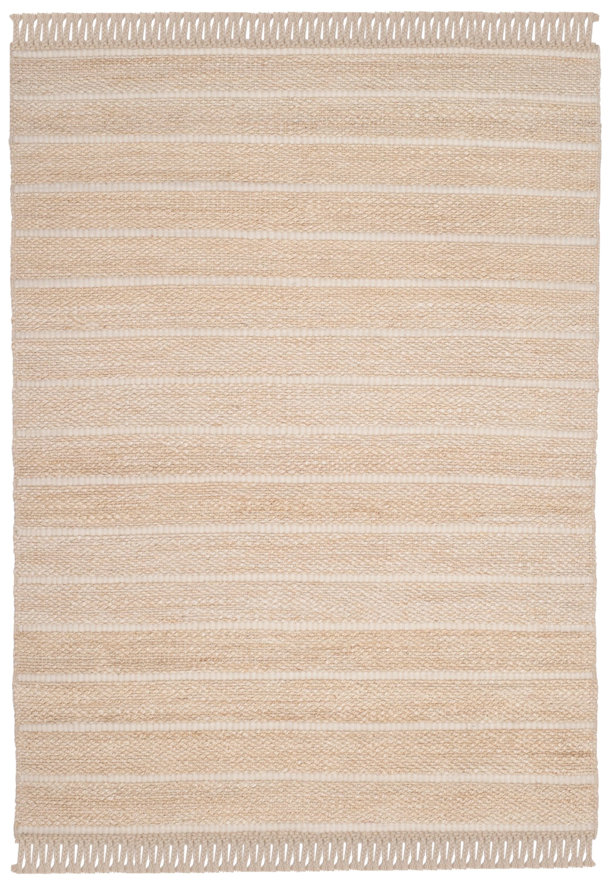 Safavieh NF550B-4 Natural Fiber Maldives 4 x 6 (ft) Synthetic Ivory/Ivory Rectangular Indoor Stripe Coastal Area rug