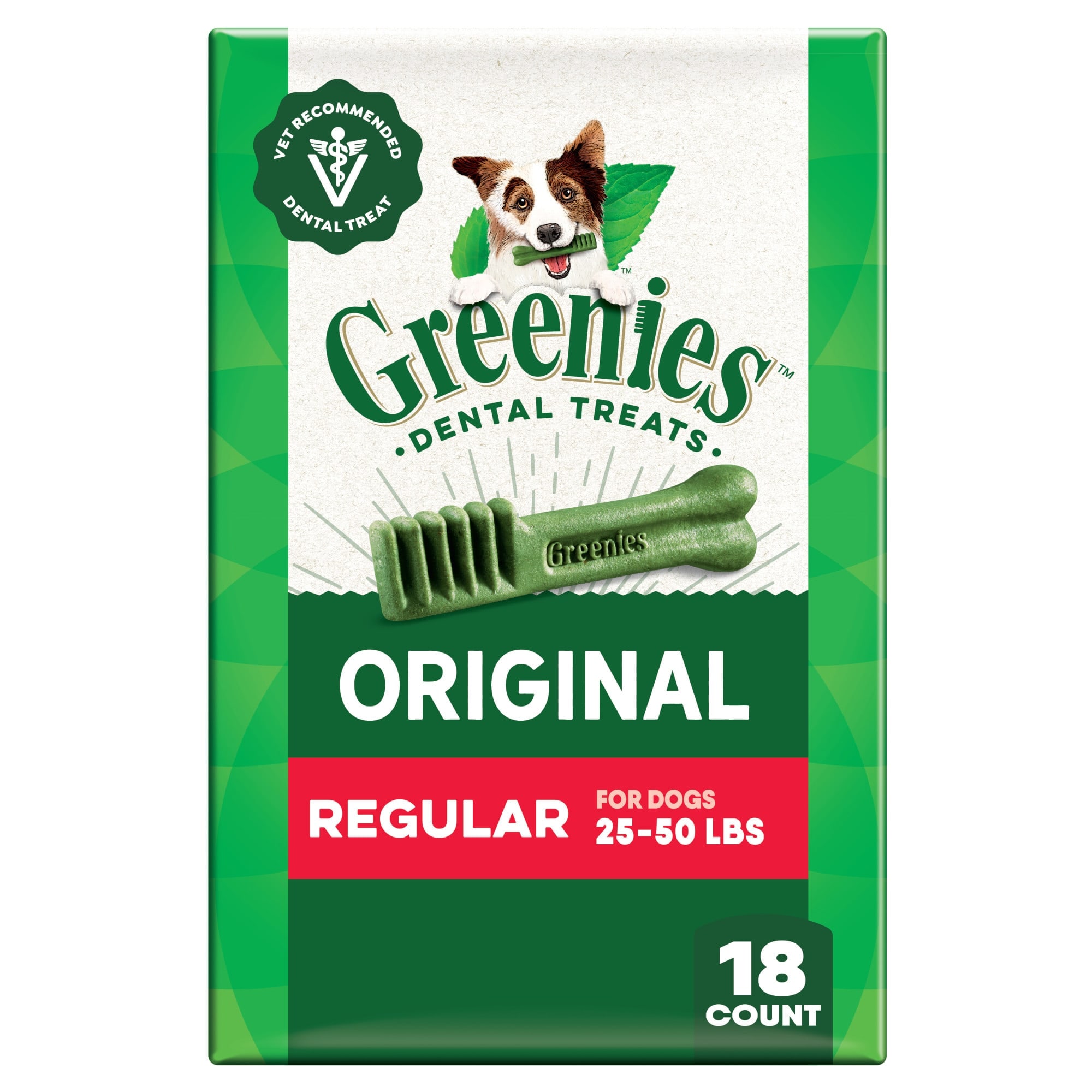 Greenies  Original Regular Size Flavor Adult Natural Dental Dog Treats 72 oz. Count of 72