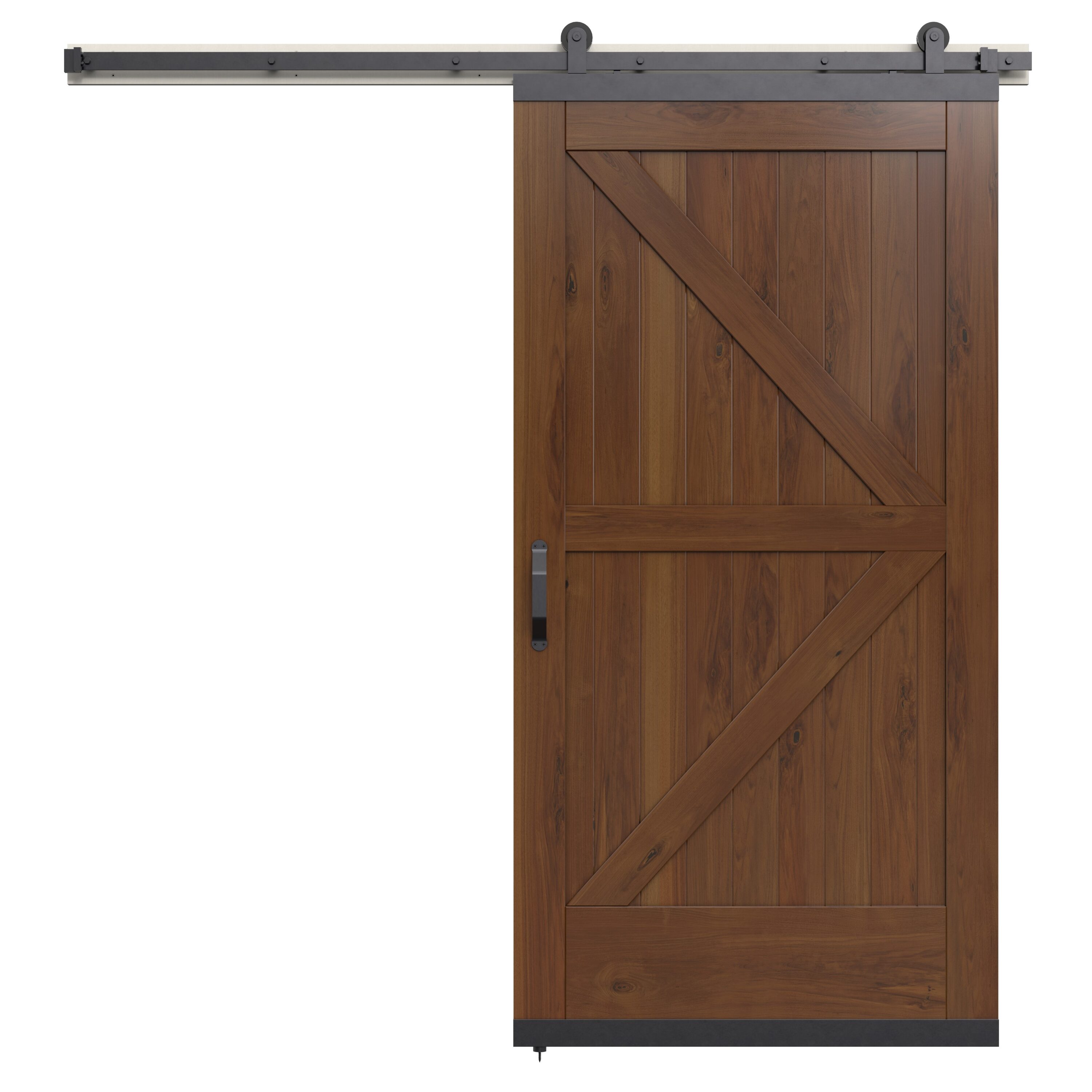 JELD-WEN LOWOLJW248700092 42-in x 96-in Brown Sugar K-frame Walnut Wood Solid core Single Barn Door (Hardware Included)