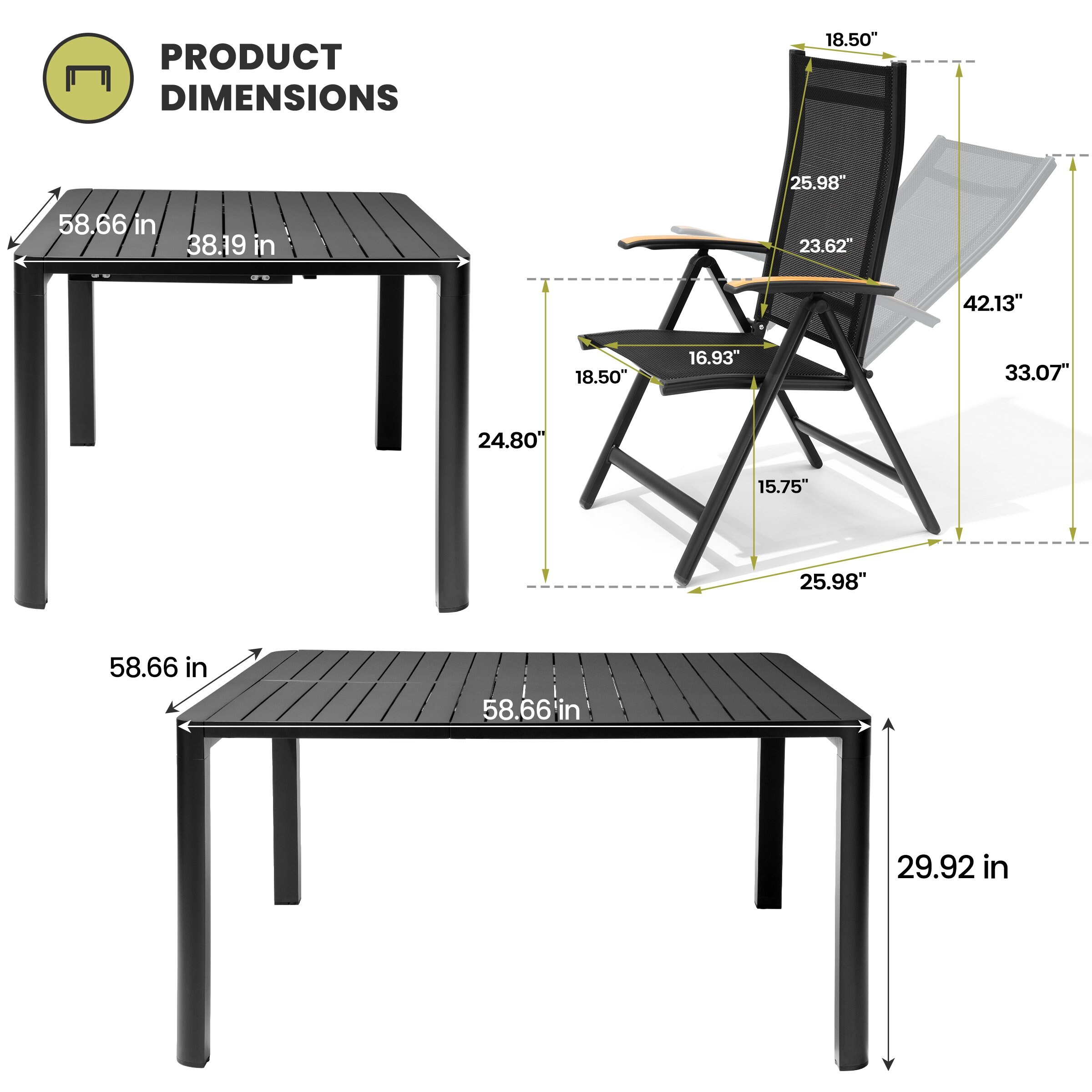 Crestlive Products CL-DC5072BLK-9 Patio-Dining-Sets - View #3