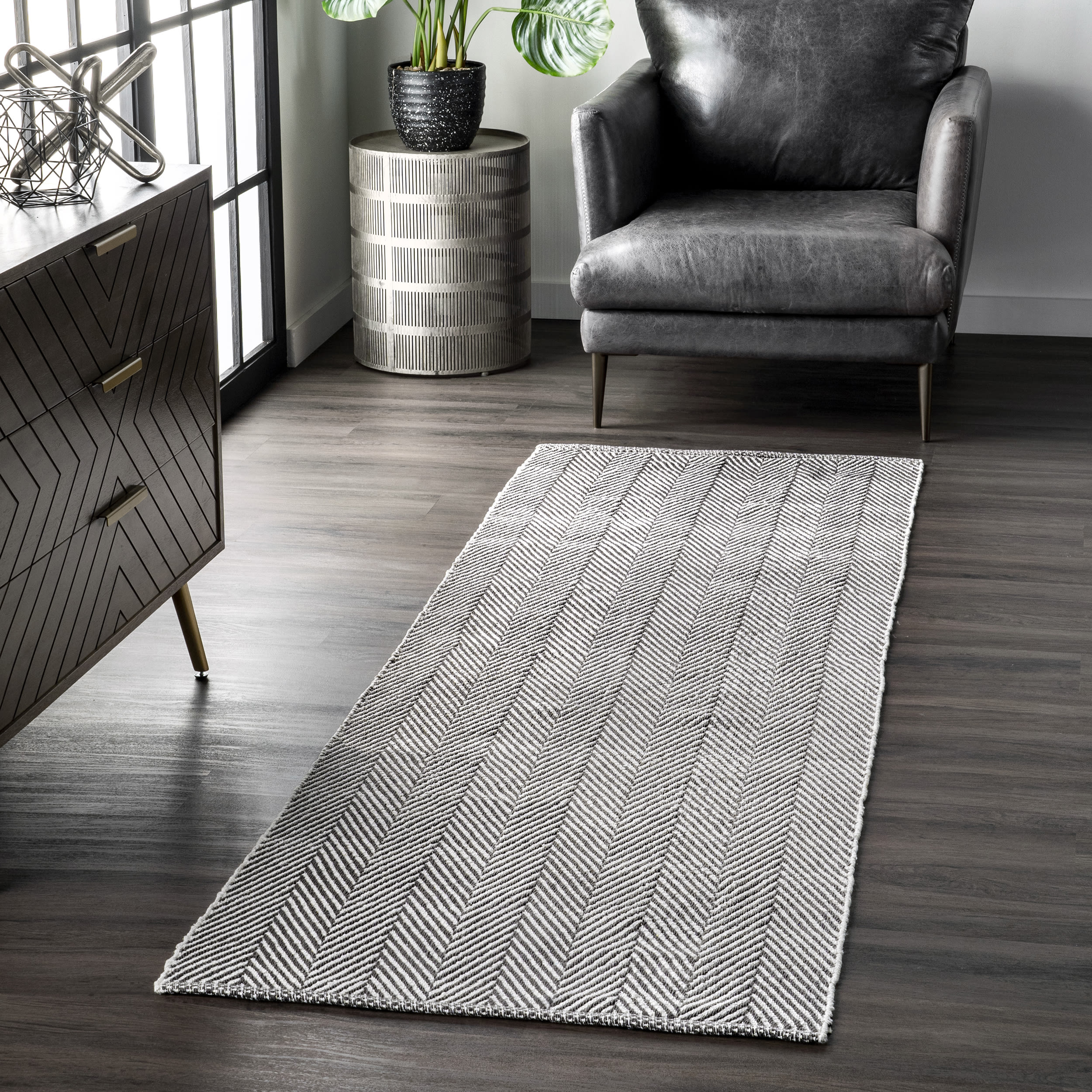 nuLOOM HMCO4C-2608 Cottage 2 x 8 (ft) Loomed Cotton Gray Rectangular Indoor Geometric Global Runner rug